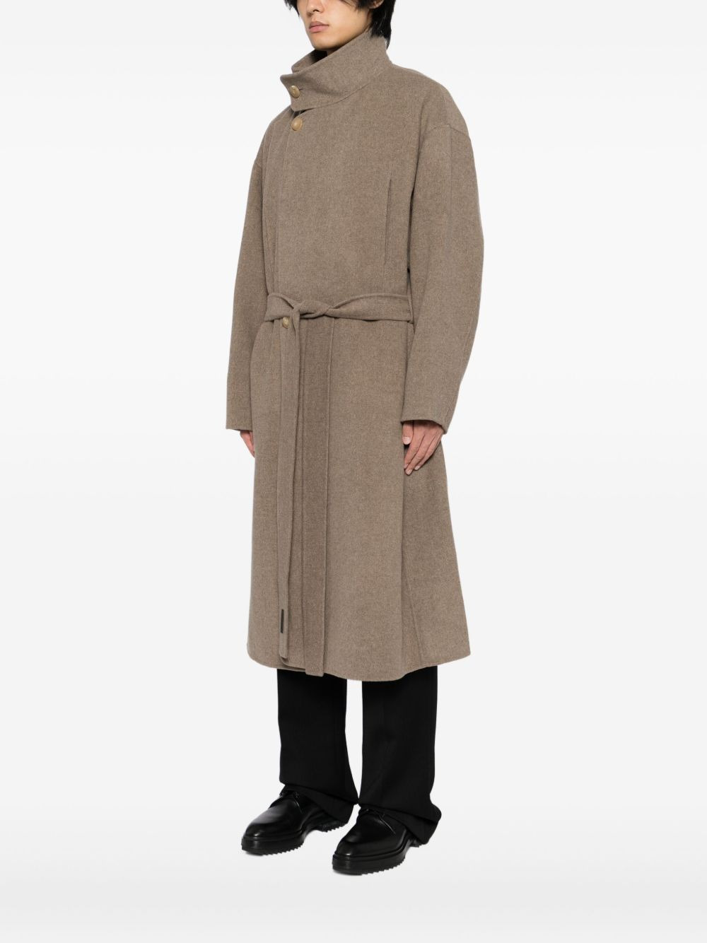 high-neck double-breasted coat - 3