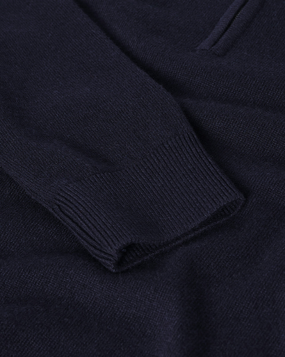 Classic Cashmere Navy Zip Neck Jumper - 6