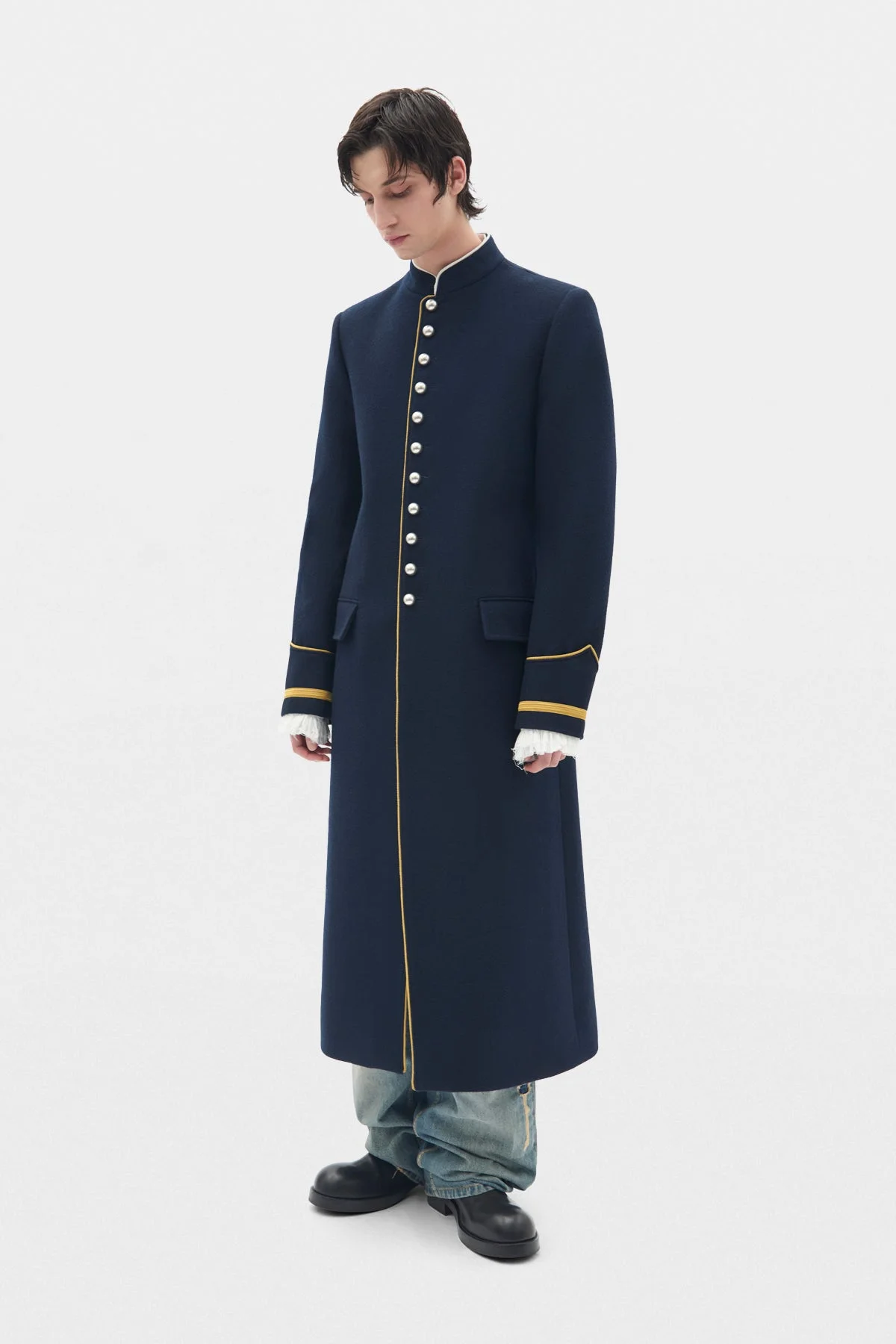 Arit Fitted Marsina Coat Washed Wool Coat - 1