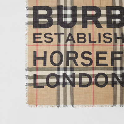 Burberry Horseferry Print Check Wool Silk Large Square Scarf outlook