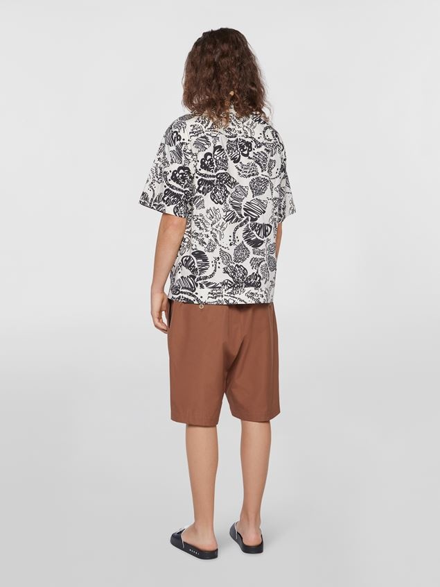 DARTED LIGHTWEIGHT COTTON TWILL BERMUDA TROUSERS - 3