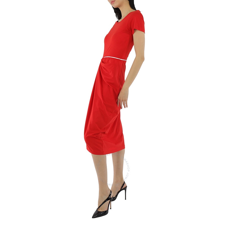 Marni Ladies Ruched Cut-Out Round Neck Midi Dress - 4