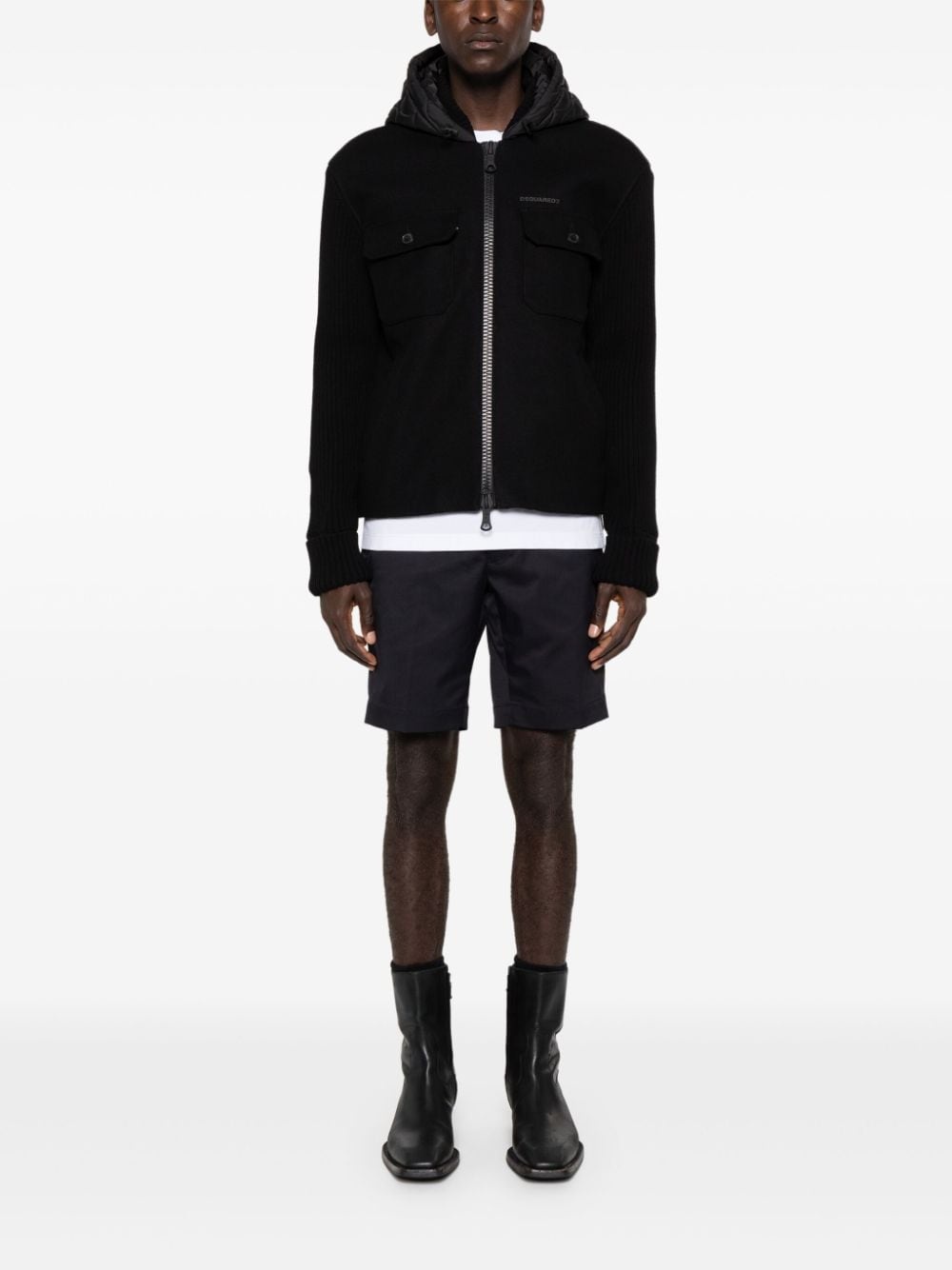 contrast-panel hooded jacket - 2
