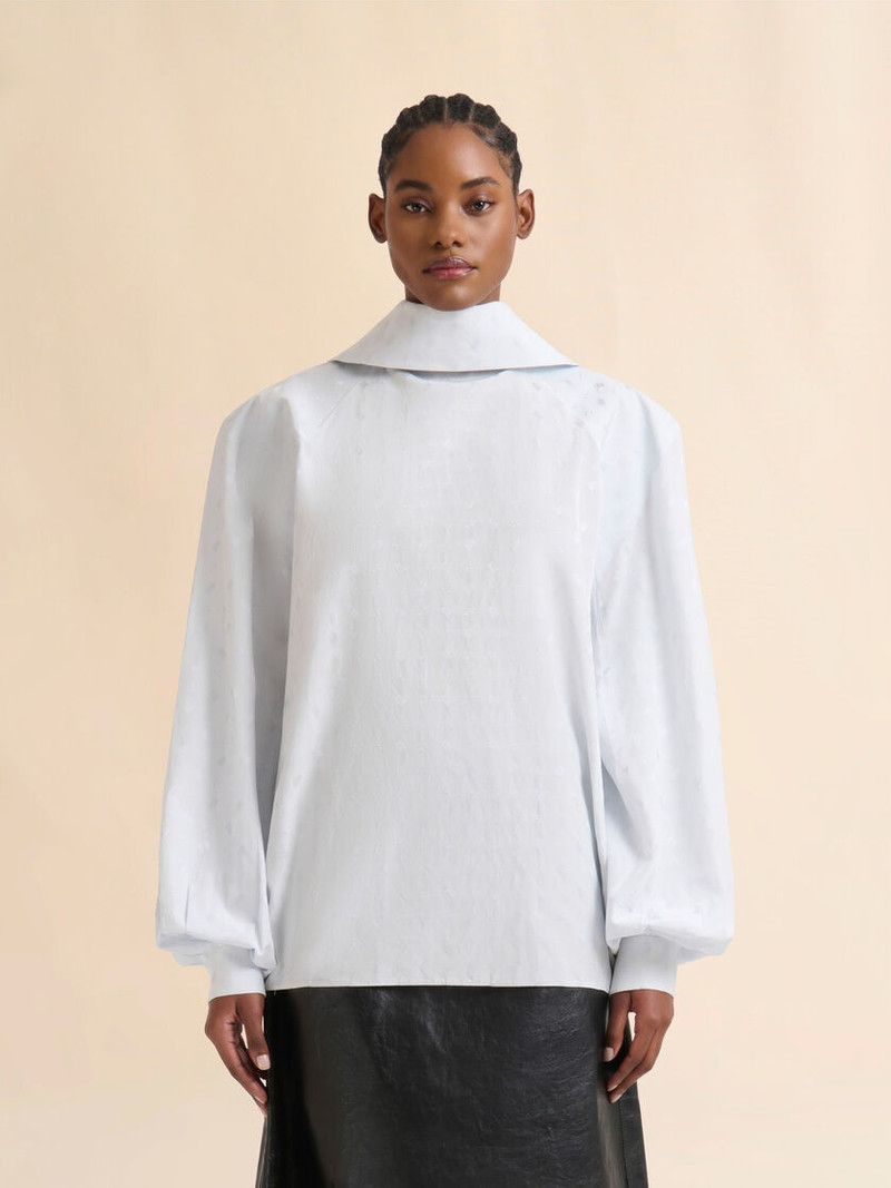 Marni BLUE VISCOSE BALLOON TOP WITH JACQUARD MOTIF outlook