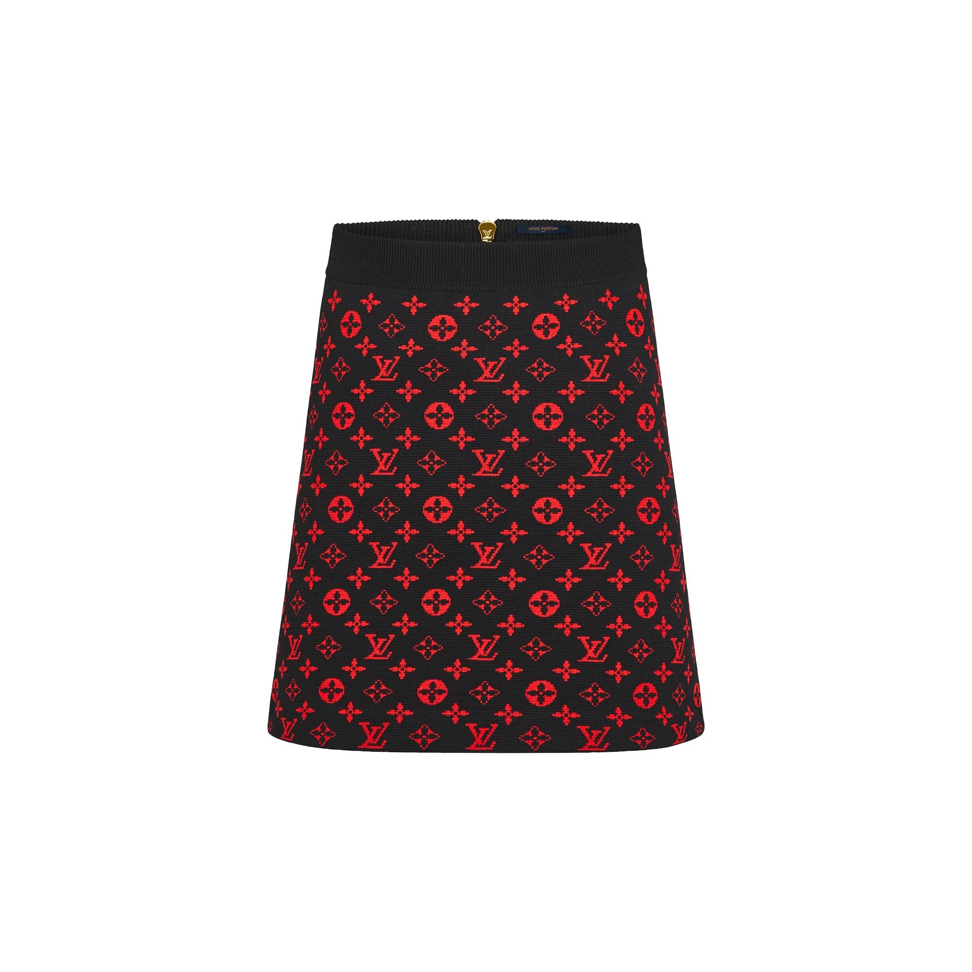 Monogram Wool-Knit A-Line Mini Skirt - 1