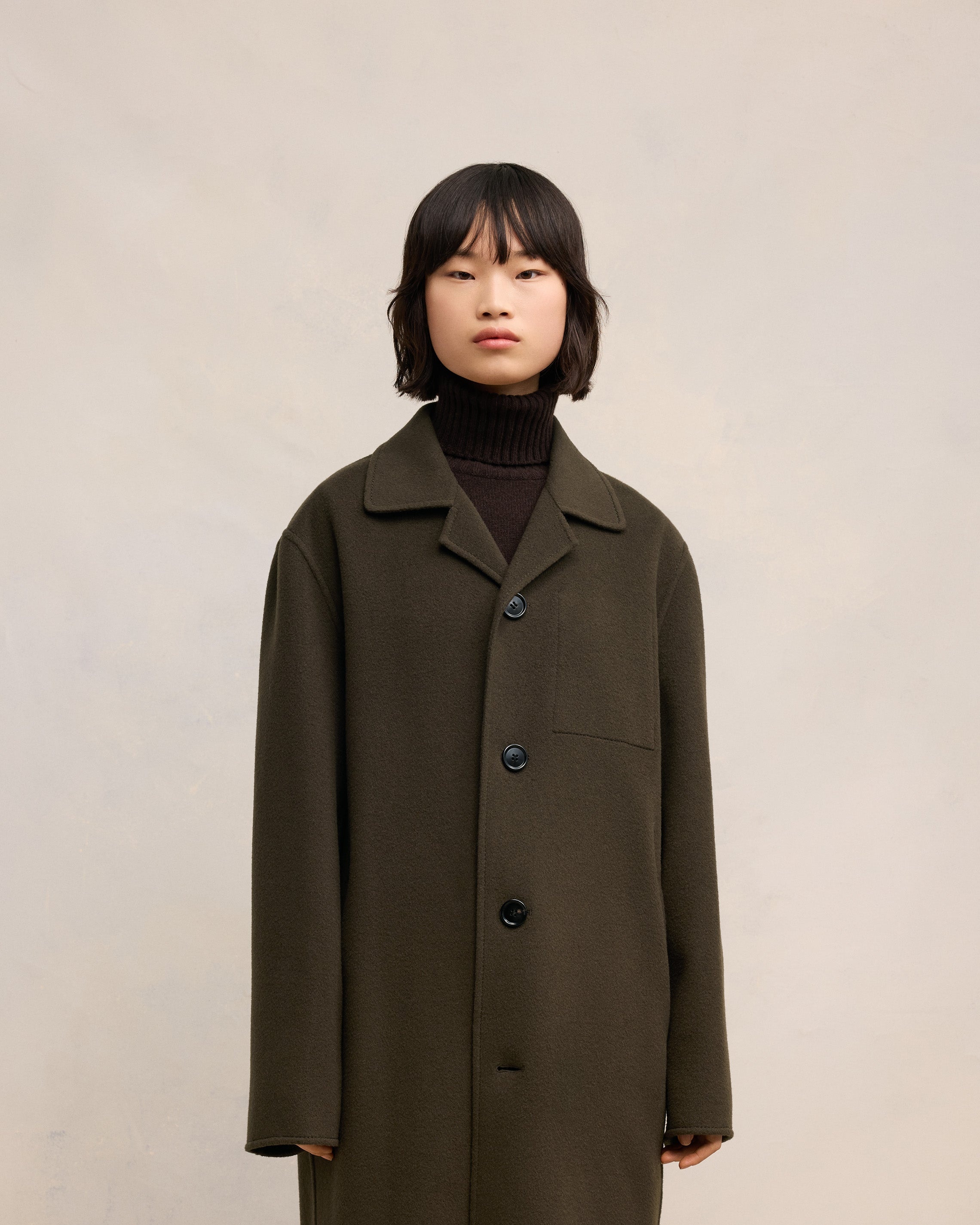 AMI Paris BELTED CAR COAT | REVERSIBLE