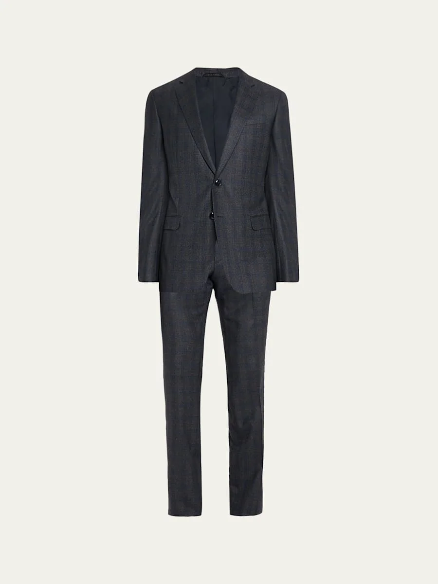 Men's Blurred Plaid G Line Two-Piece Suit - 1