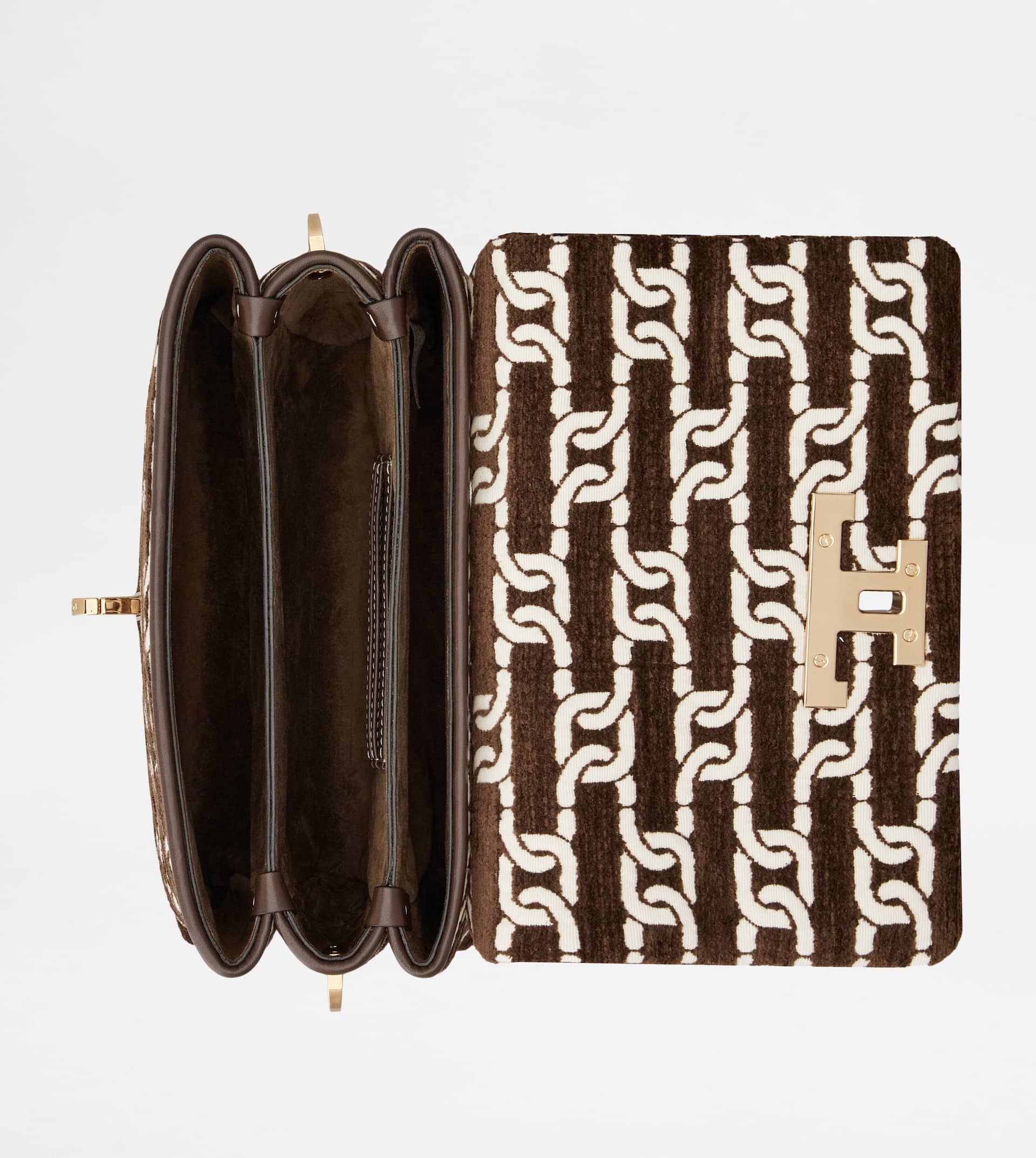 T TIMELESS FLAP BAG IN FABRIC MINI - BROWN, OFF WHITE - 4