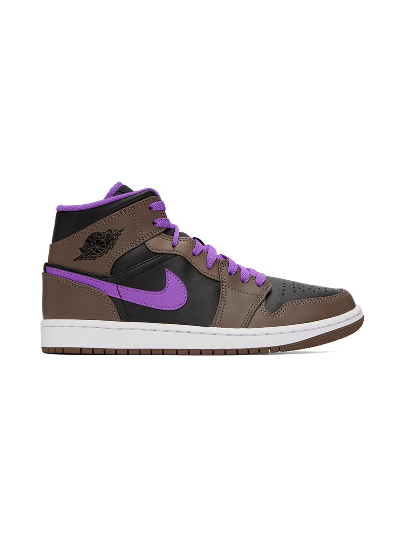 Brown & Black Air Jordan 1 Mid Sneakers - 1
