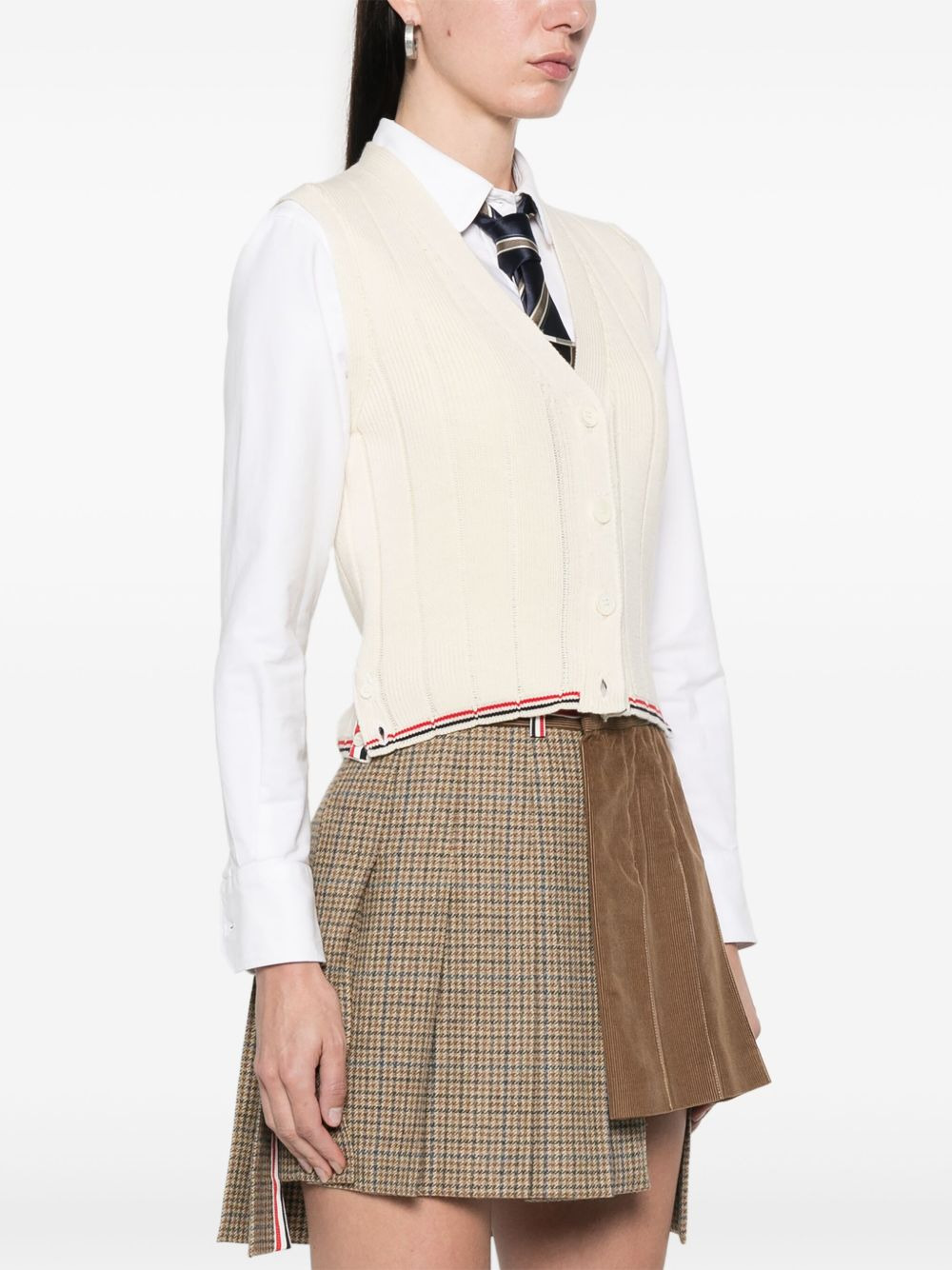 ribbed V-neck vest - 3
