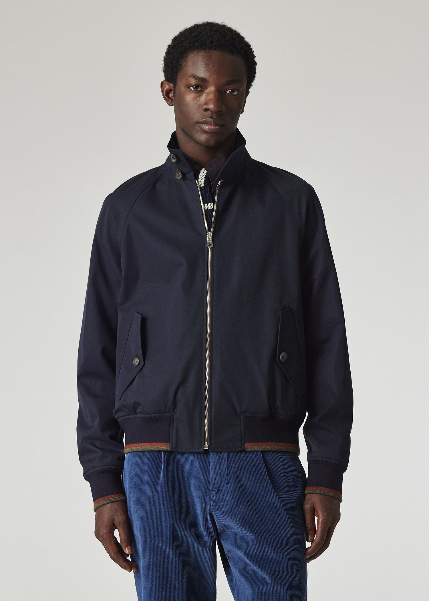Black Grenfell Harrington Blouson Harrington Peached Cotton Navy