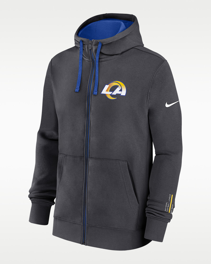 Los Angeles Rams Playbook Page Club Men's Nike NFL Full-Zip Hoodie 1