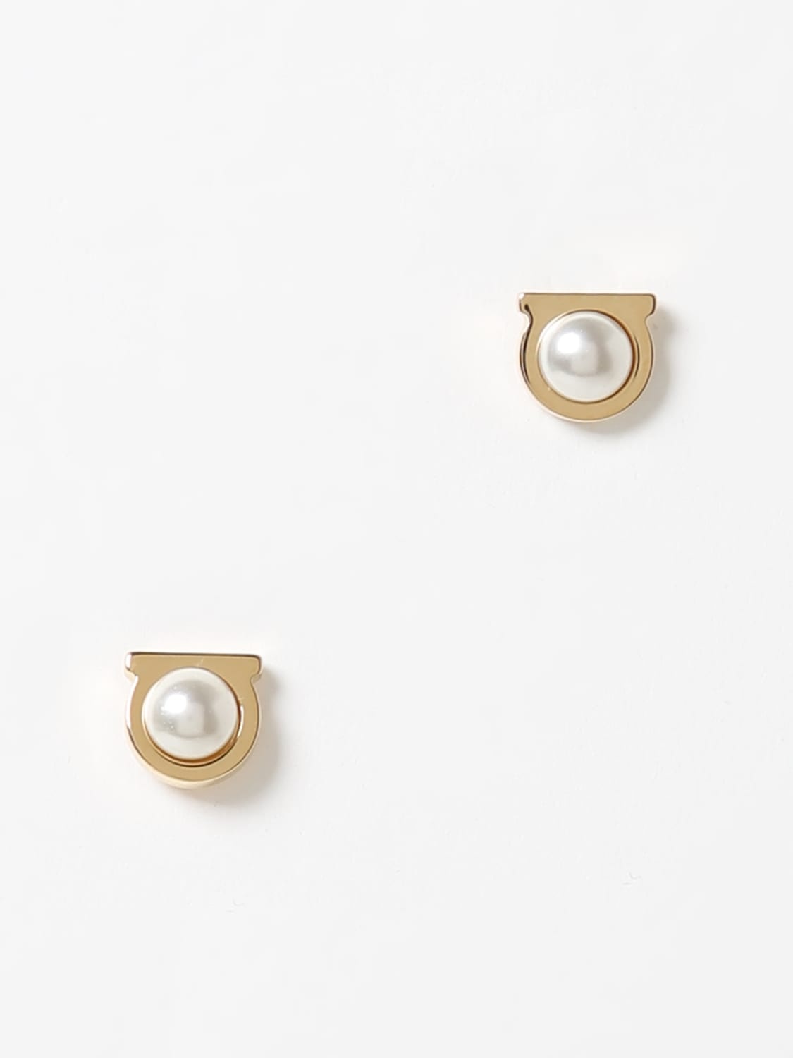 Ferragamo Gancini metal earrings with synthetic pearls - 1
