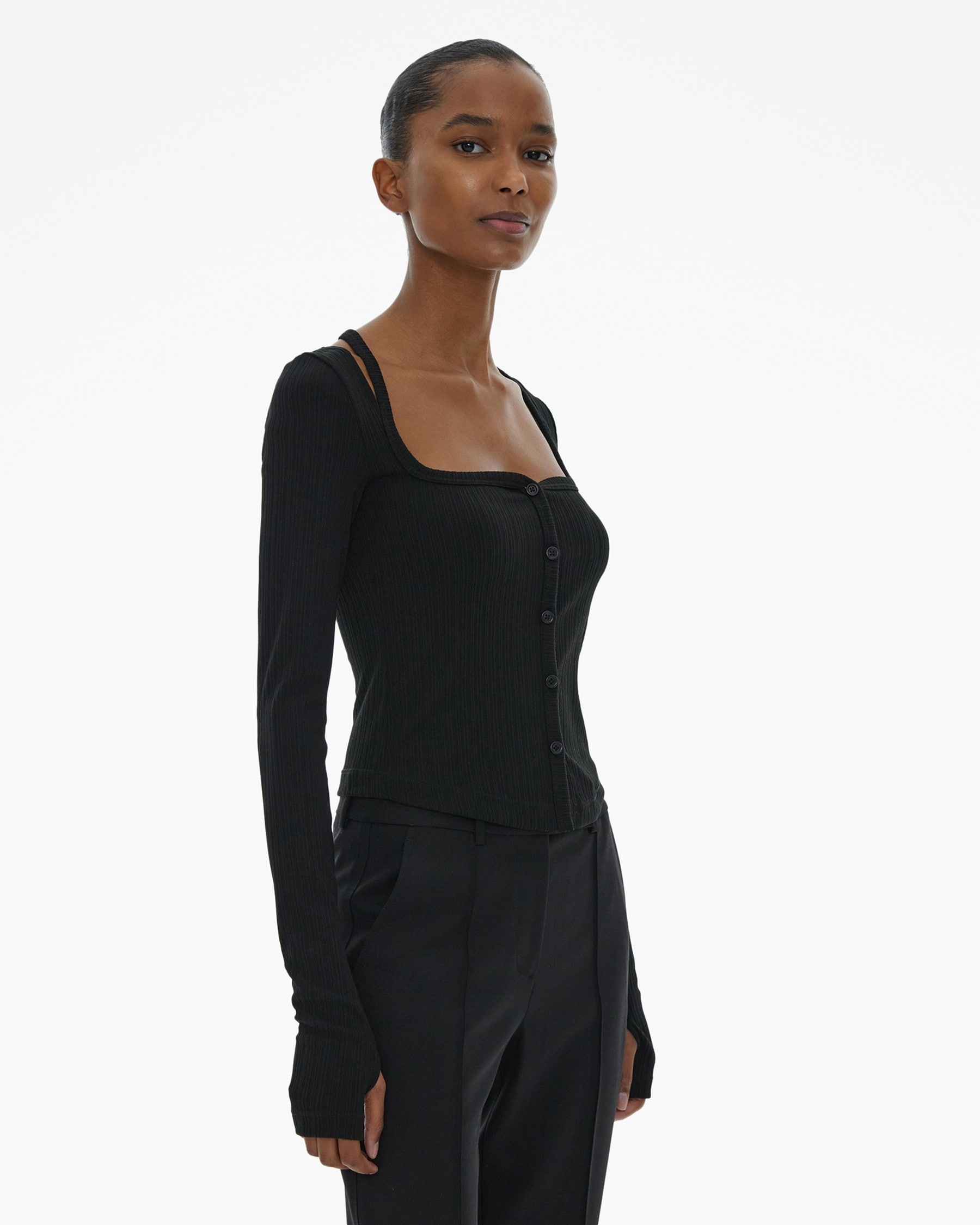 SQUARE NECK CARDIGAN - 5