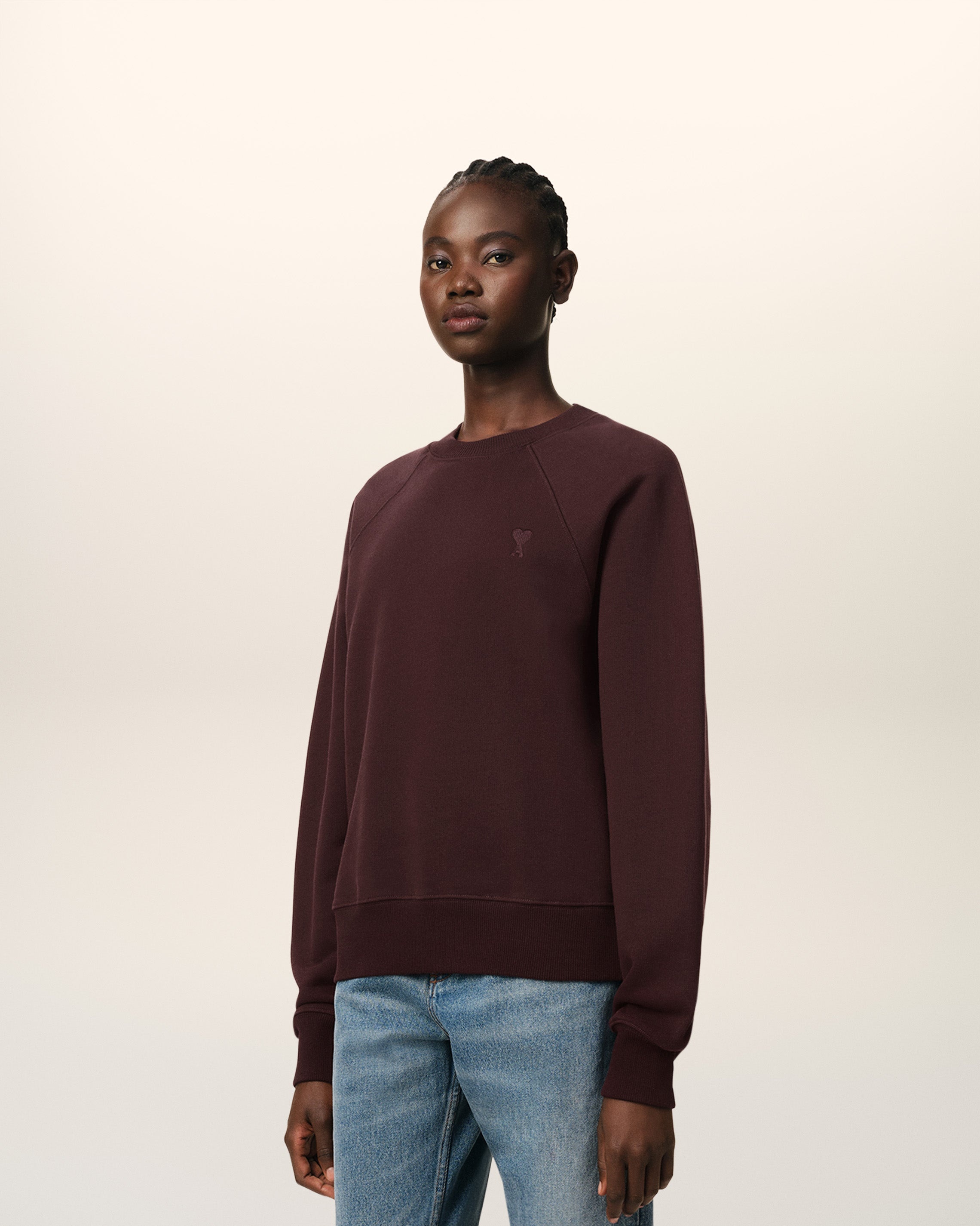 BURGUNDY COTTON TONAL AMI DE COEUR SWEATSHIRT - 6