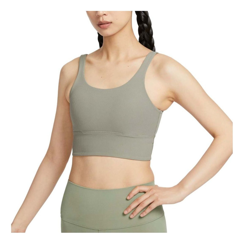 (WMNS) Nike Zenvy Rib Light-Support Padded Longline Sports Bra Asia Sizing 'Light Army' HF1543-320 - 1