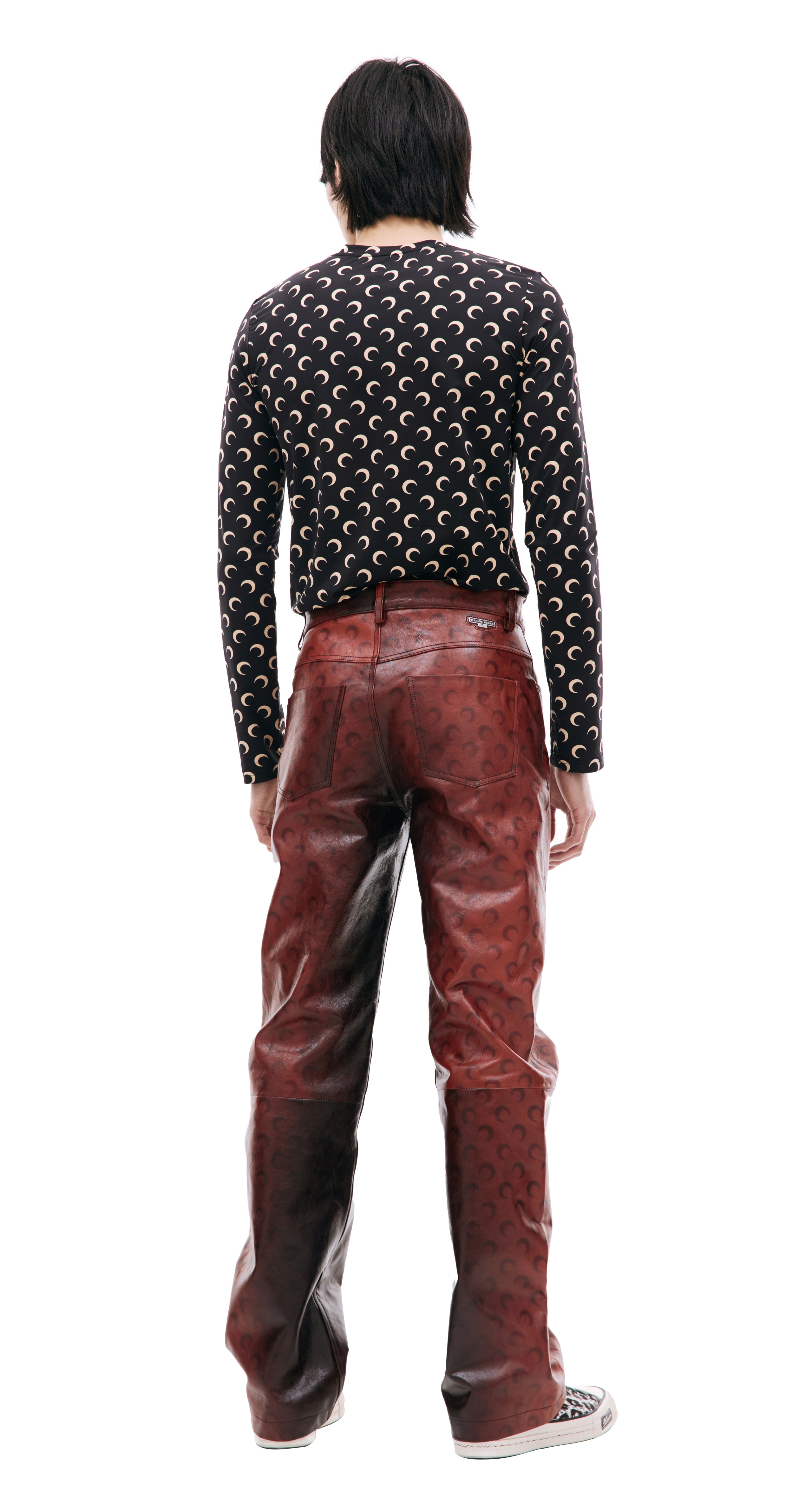 LOGO MOON LEATHER TROUSERS - 3