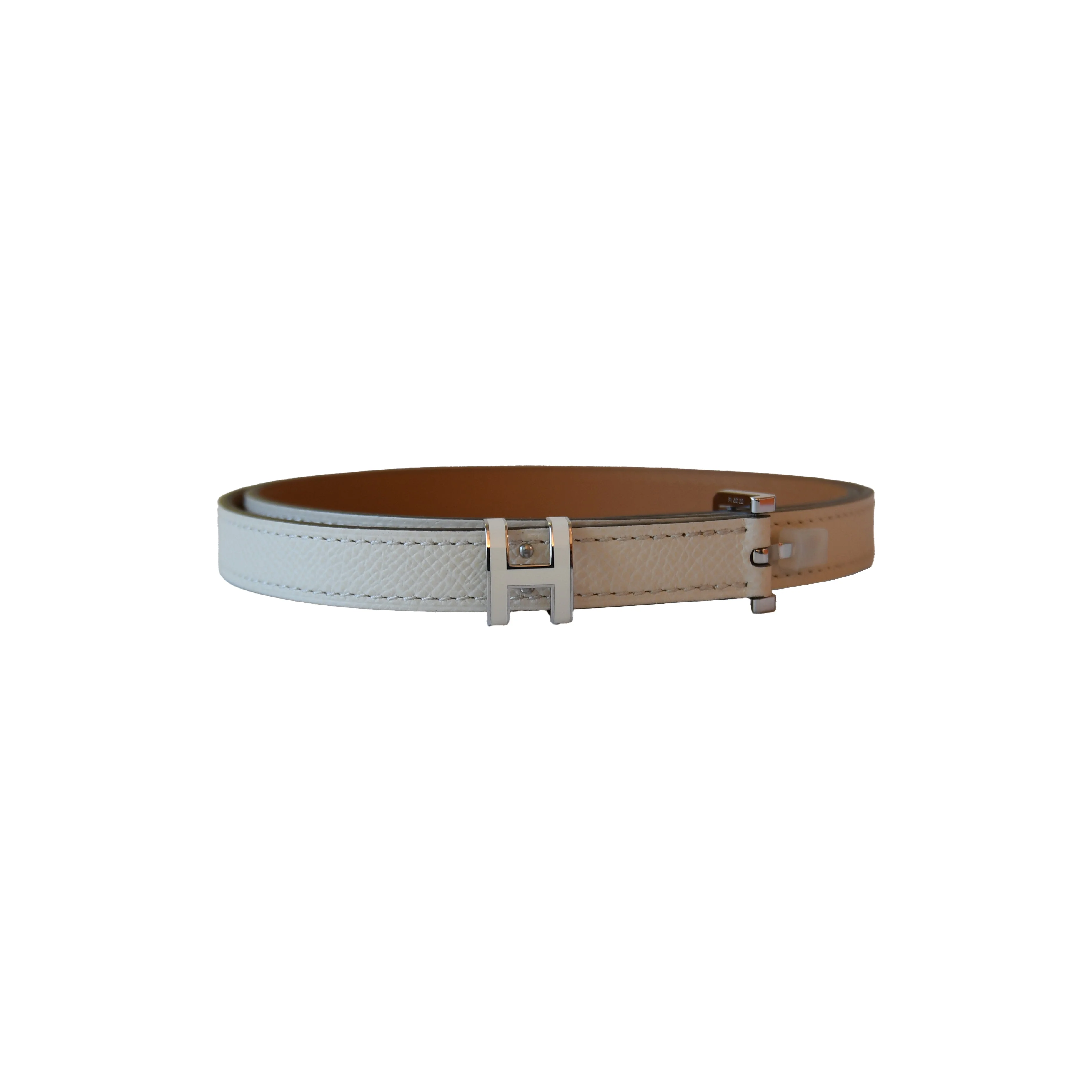 Hermes White Pop H Belt Silver Hardware Craie - 1
