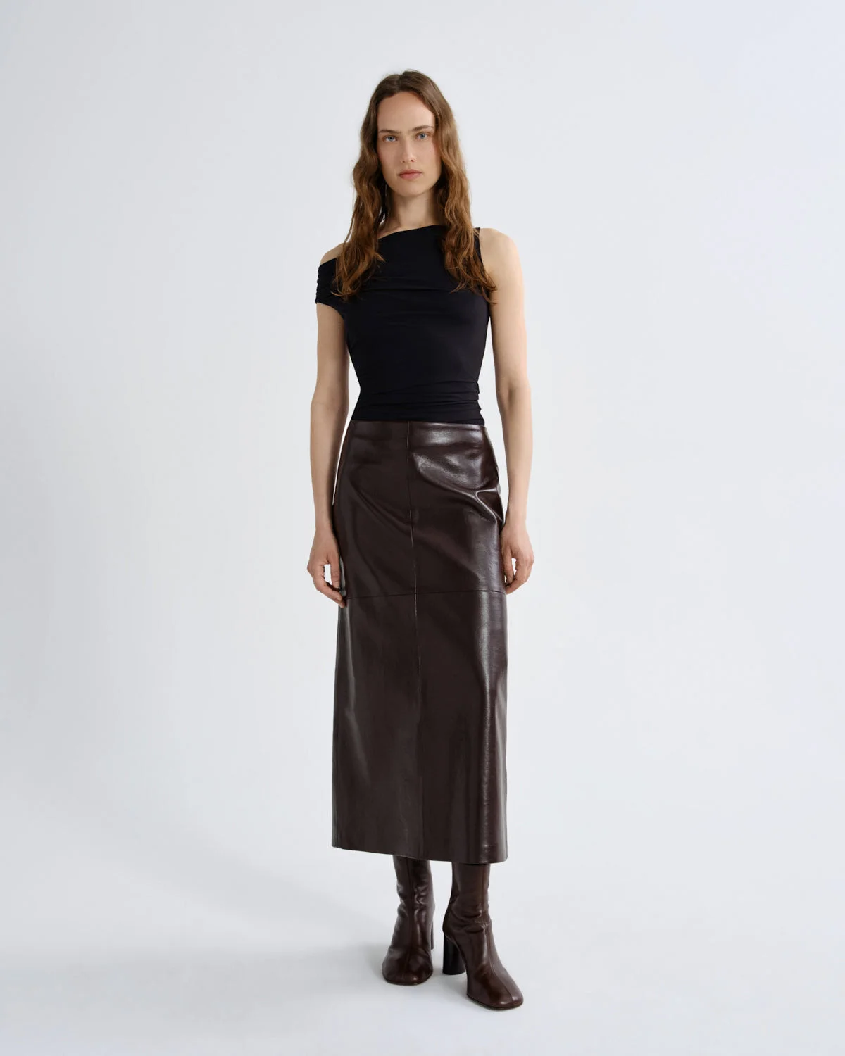 HIKSON SKIRT (RECYCLED LEATHER) IN MADERA - 1