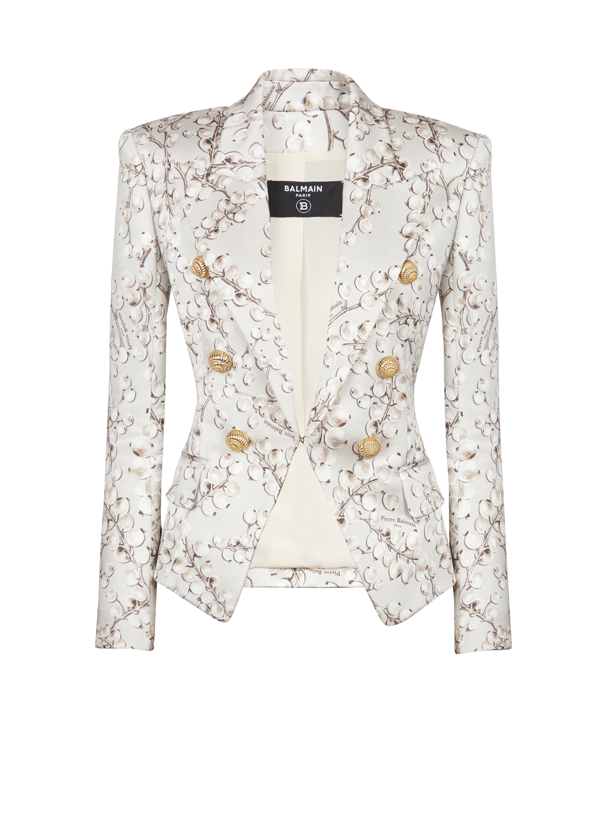 6-button satin jacket with Redcurrant print - 1