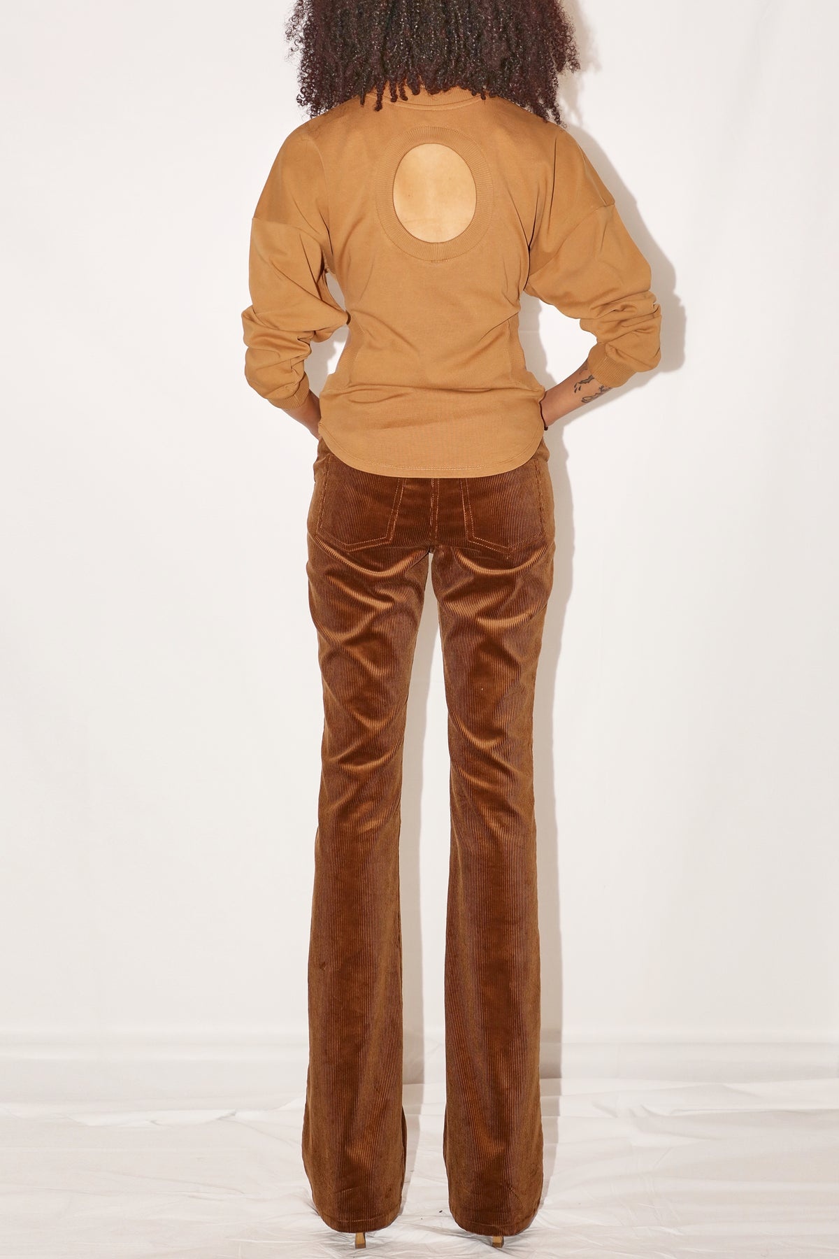 LONG SLEEVE JERSEY TOP WITH CUT-OUT DETAIL TERRACOTTA - 4