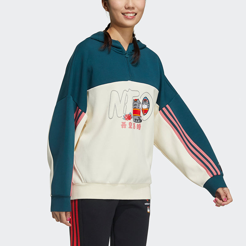 (WMNS) adidas Neo X CNY WW Hoodies 'Green White' GP5753 - 5
