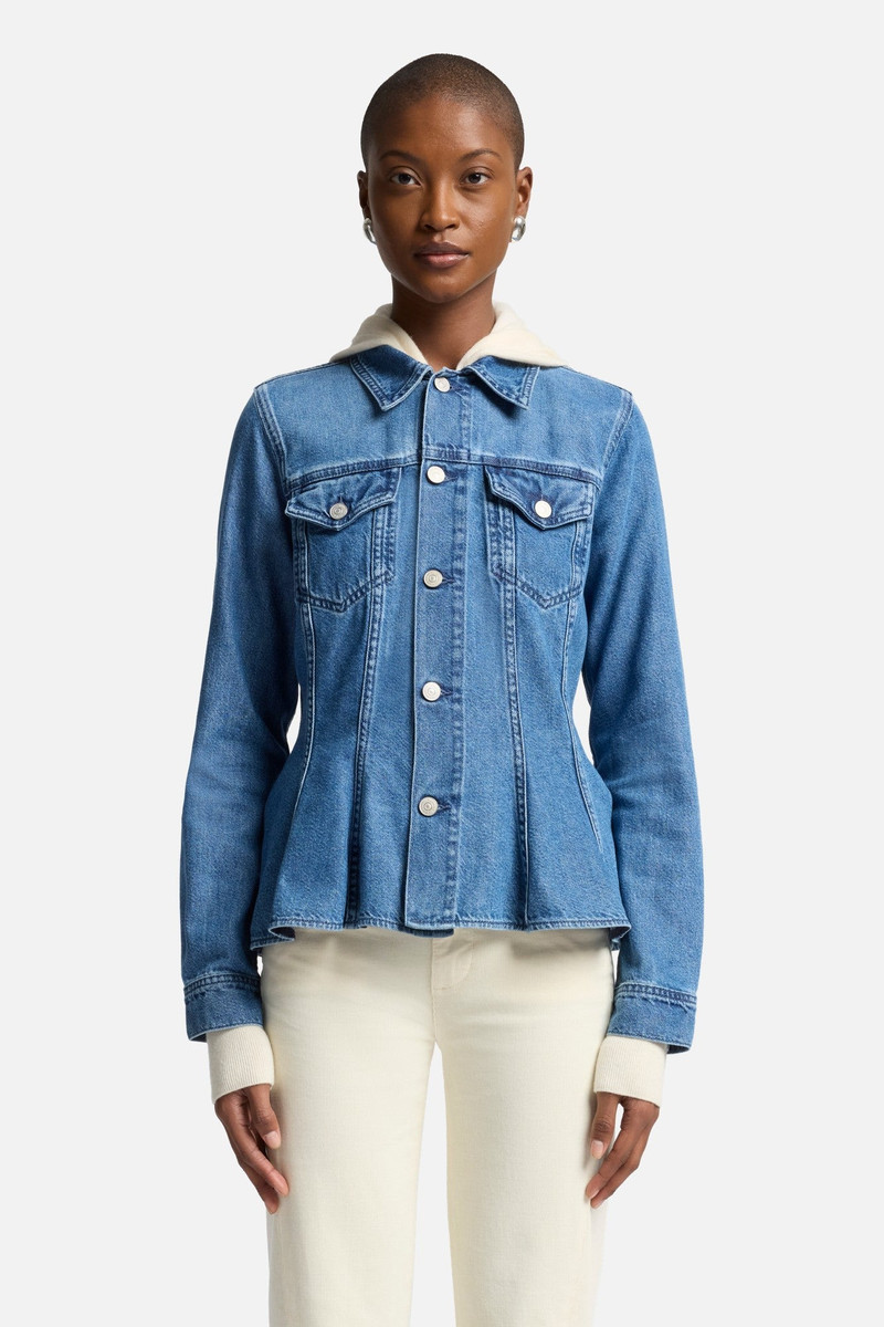 Weightless Denim Flounce Trucker Jacket in Hilo 3