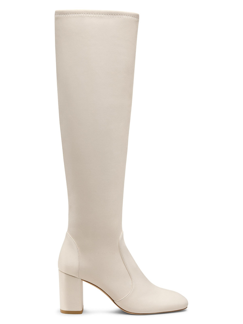 Women's Lucie 75MM Leather Boots - Cream 1