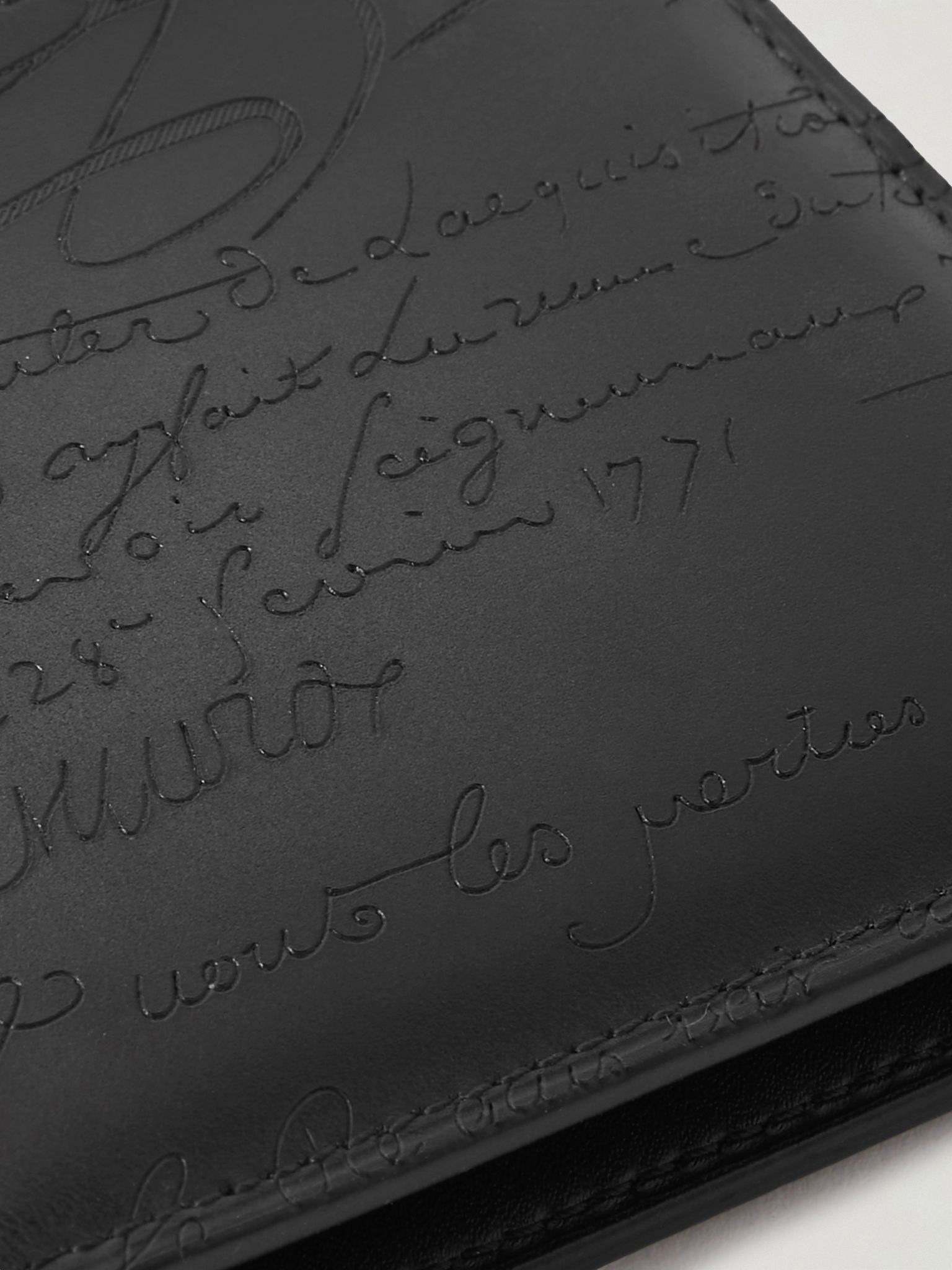 Makore Scritto Venezia Leather Billfold Wallet Black - 3