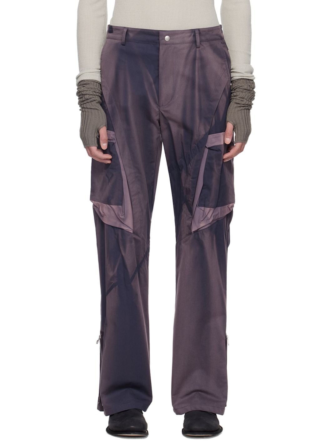 Navy Sun-Bleached Cargo Pants - 1