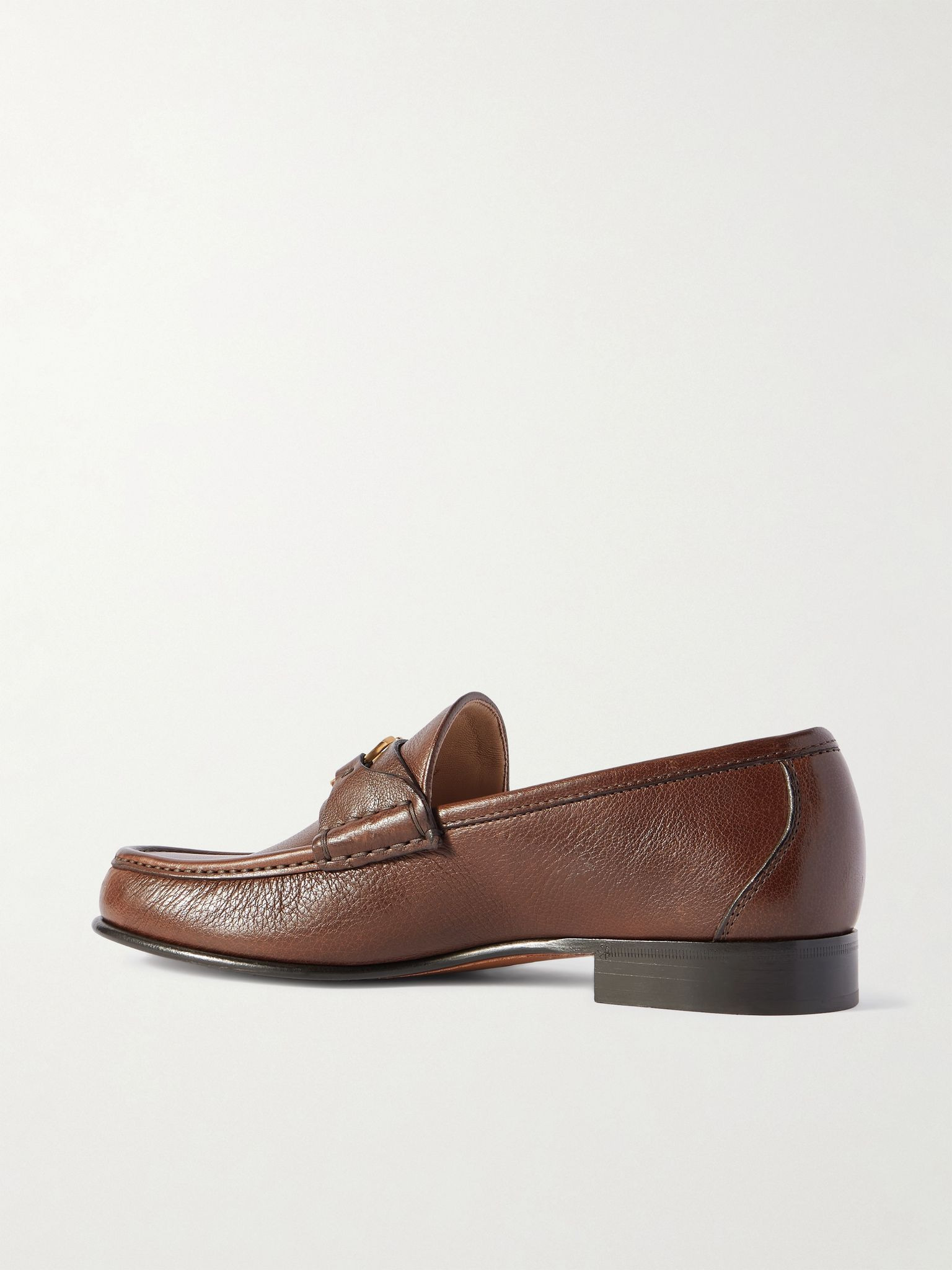 Logo-Embellished Full-Grain Leather Loafers Dark brown - 4