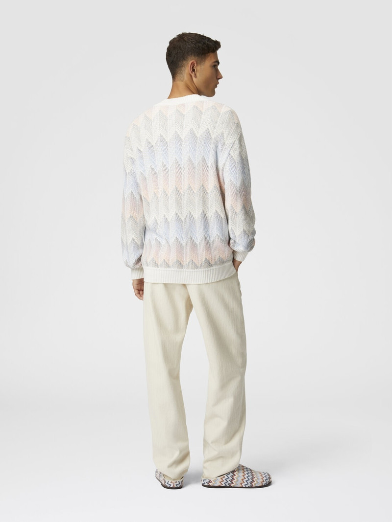 Gradient chevron cotton blend cardigan with pockets 3