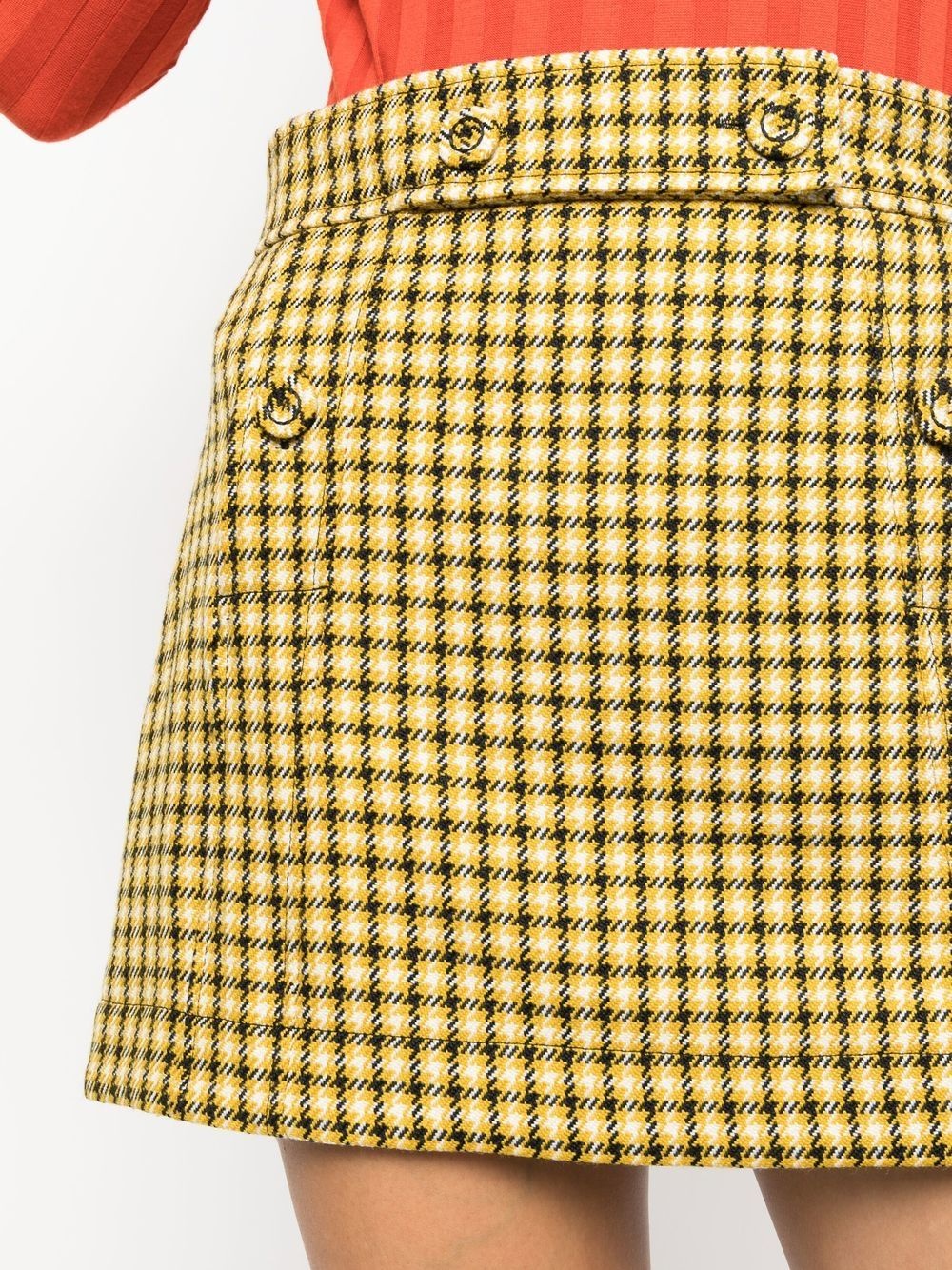 check-print button skirt - 5