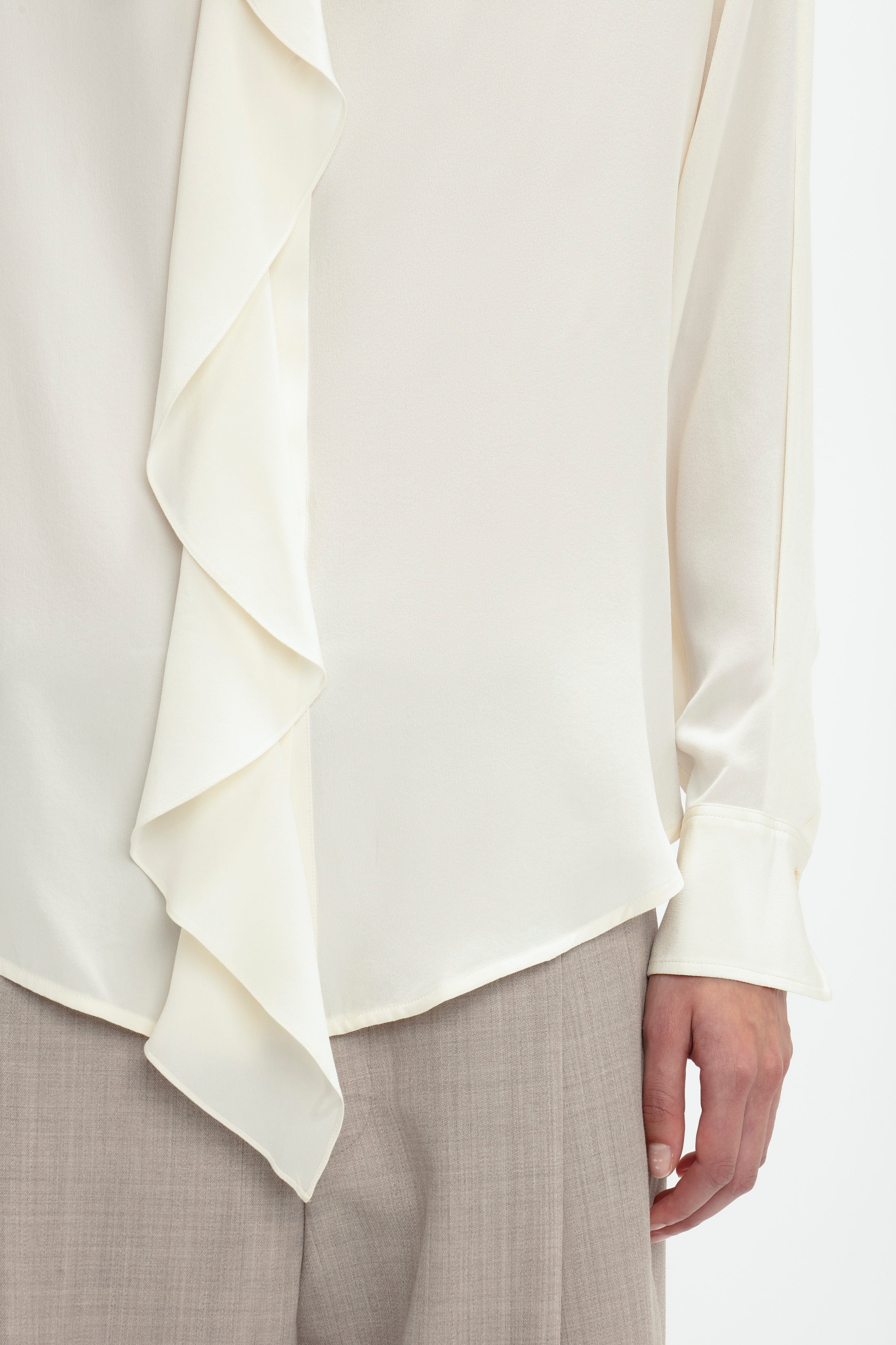 Asymmetric Ruffle Blouse In Ivory - 6