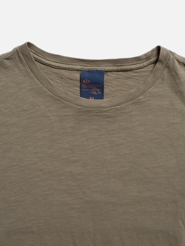 Roffe Slub T-Shirt Pale Olive - 3