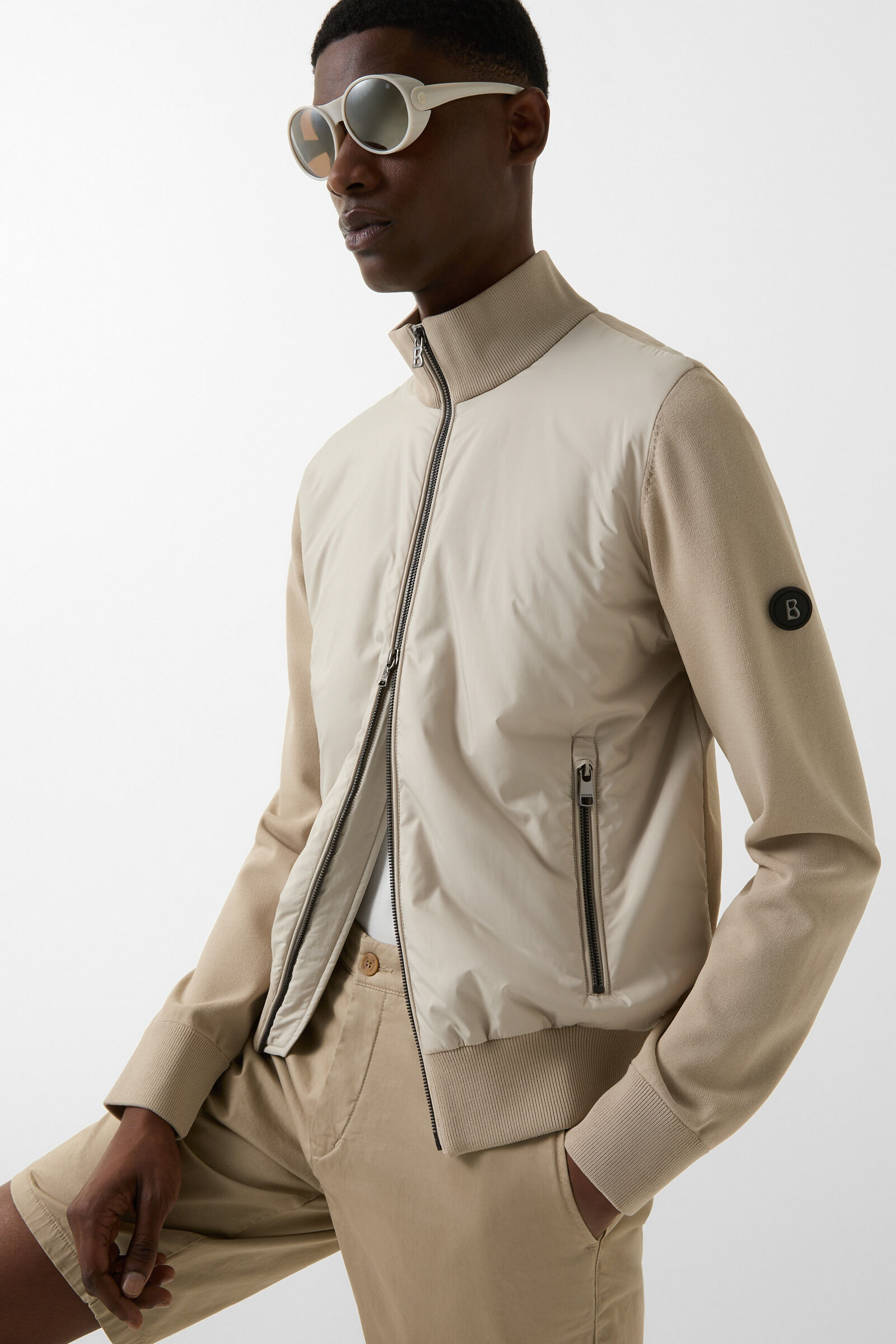 Zisco hybrid knit jacket in Sand - 6