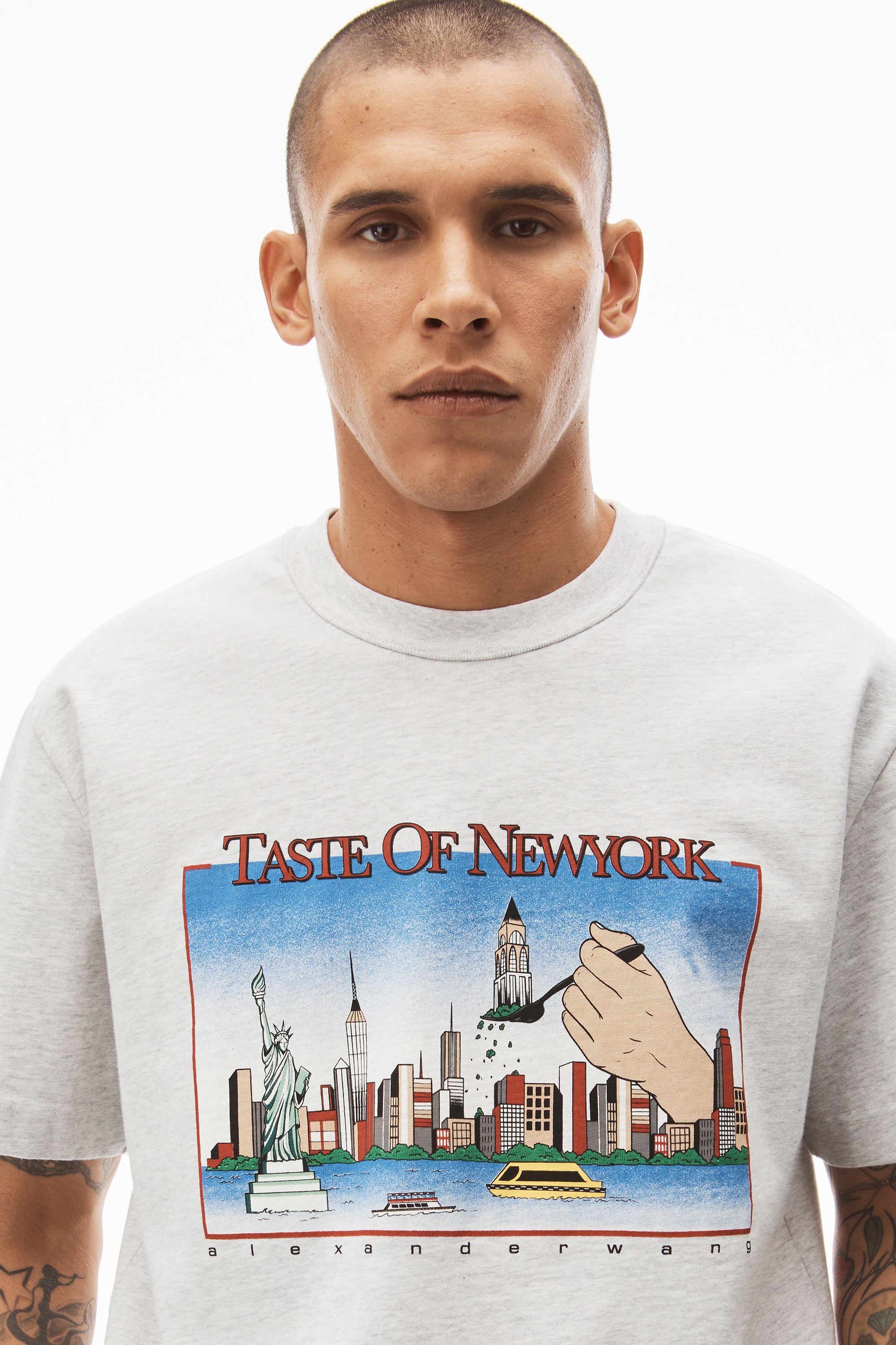 Alexander Wang NY SKYLINE GRAPHIC TEE IN COMPACT JERSEY | REVERSIBLE