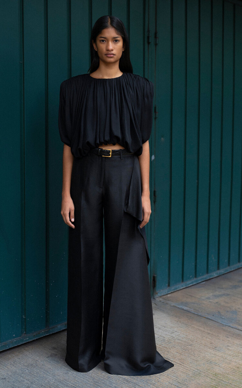 HEIRLOME Rickie Silk Wide-Leg Trousers black outlook