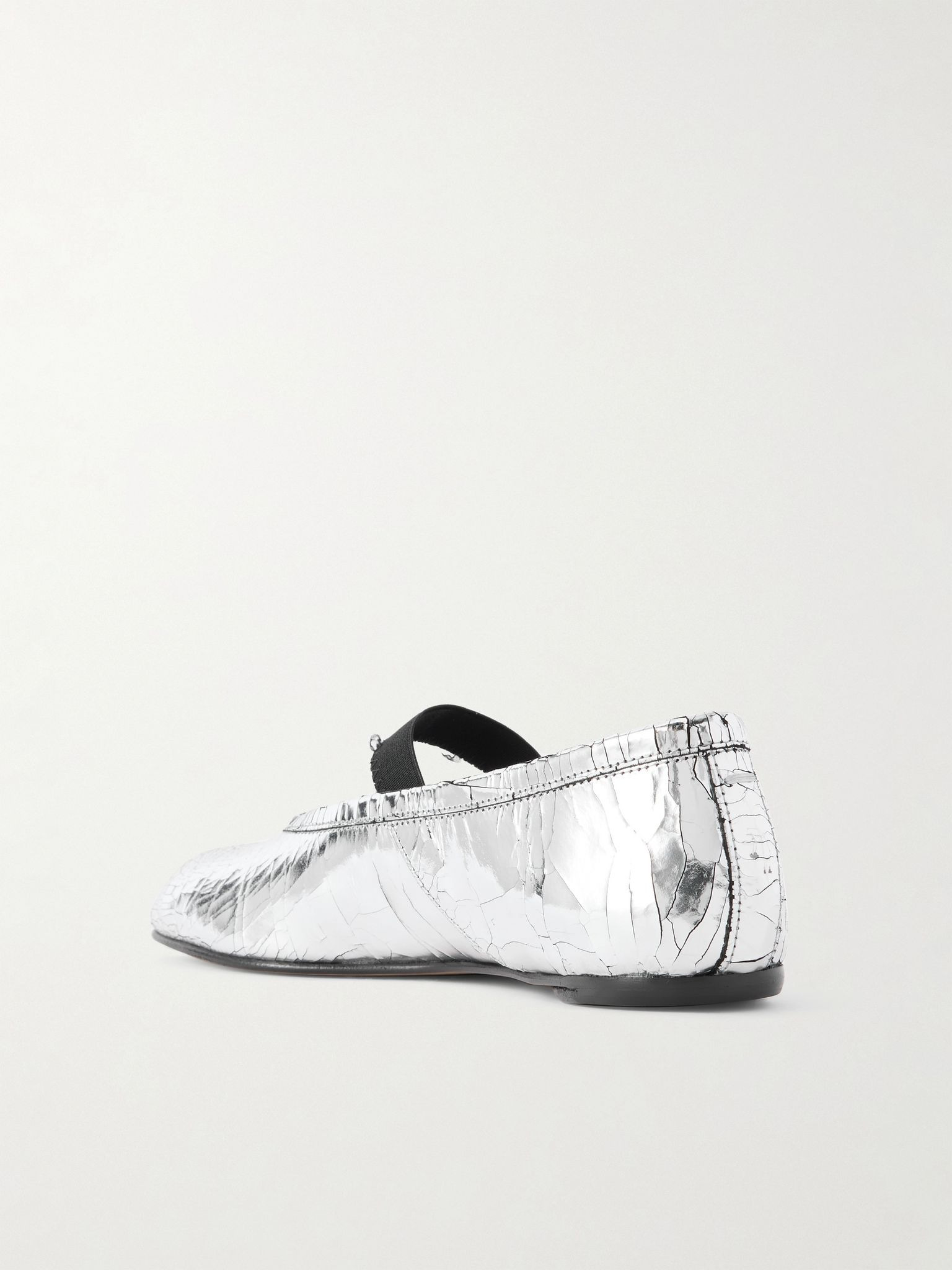 Tabi split-toe metallic cracked-leather ballet flats Silver - 3