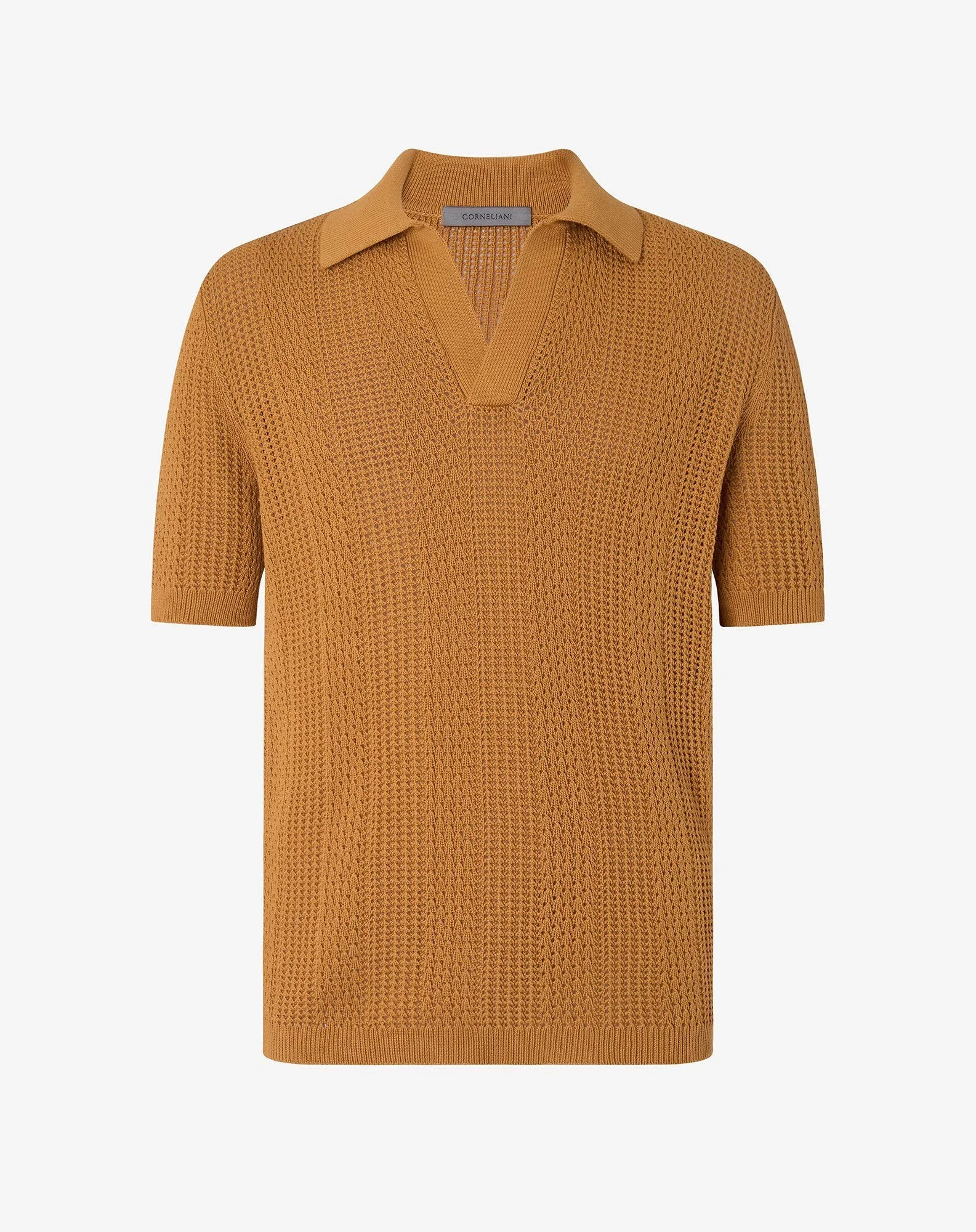 Beige buttonless pure cotton polo shirt - 1