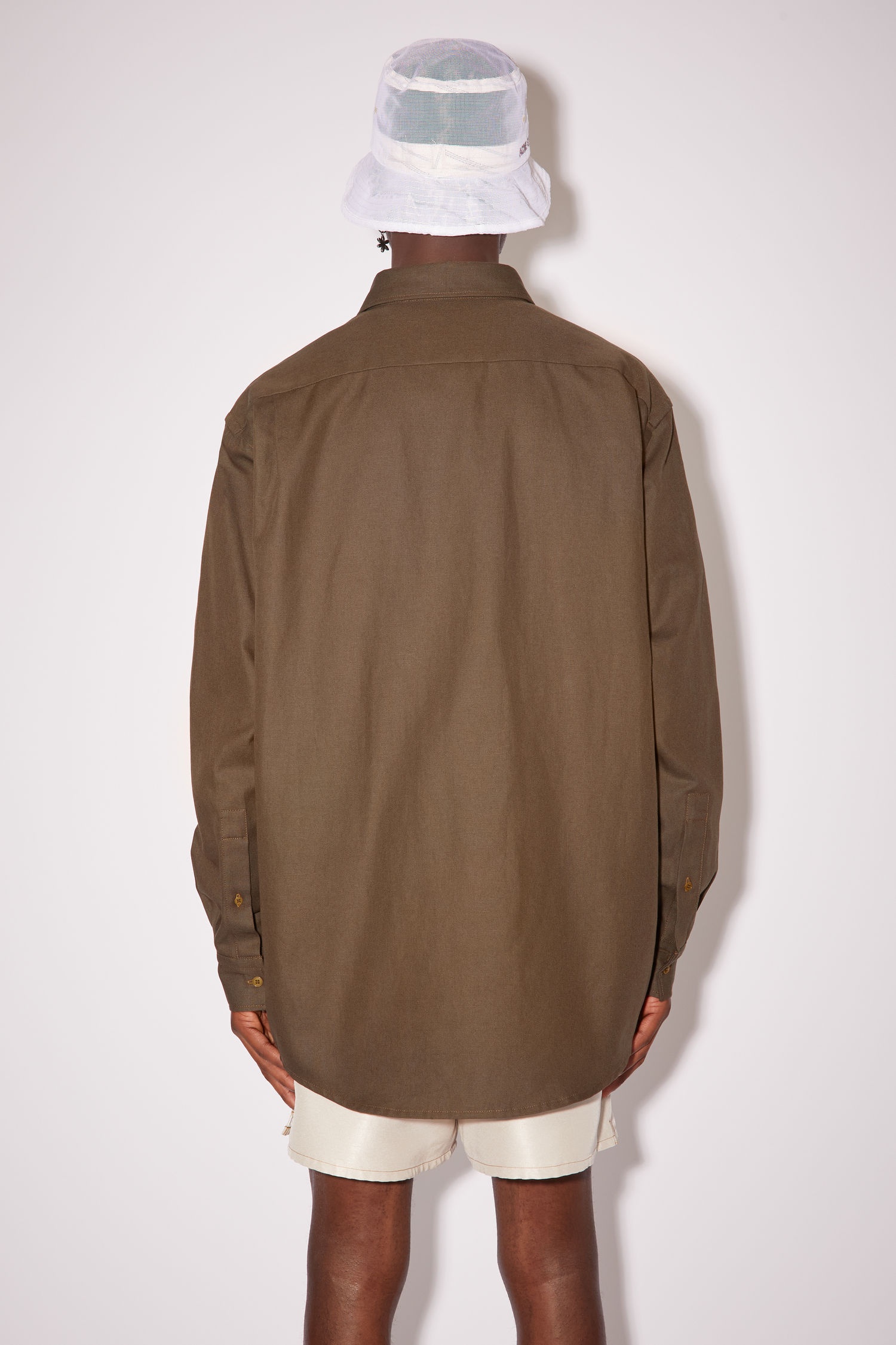 Linen blend shirt - Dark Olive - 3