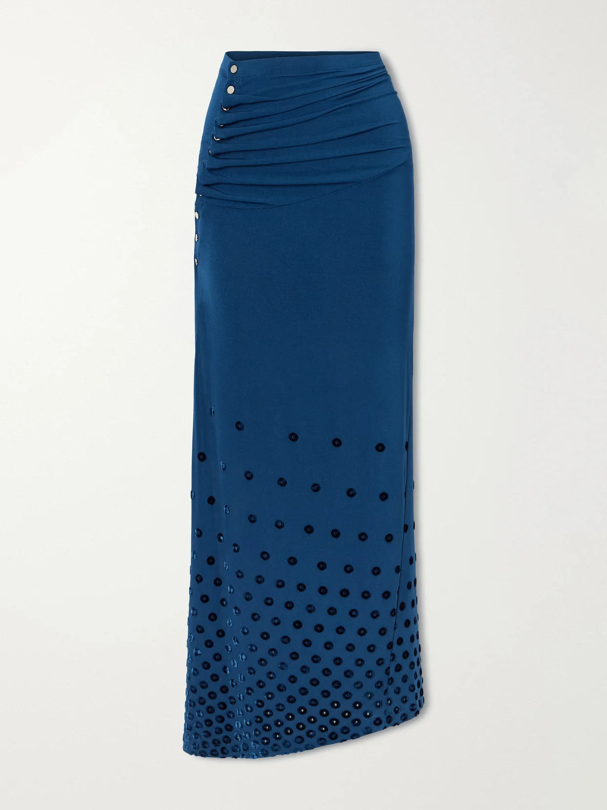 Gathered Flocked Jersey Maxi Skirt - 1