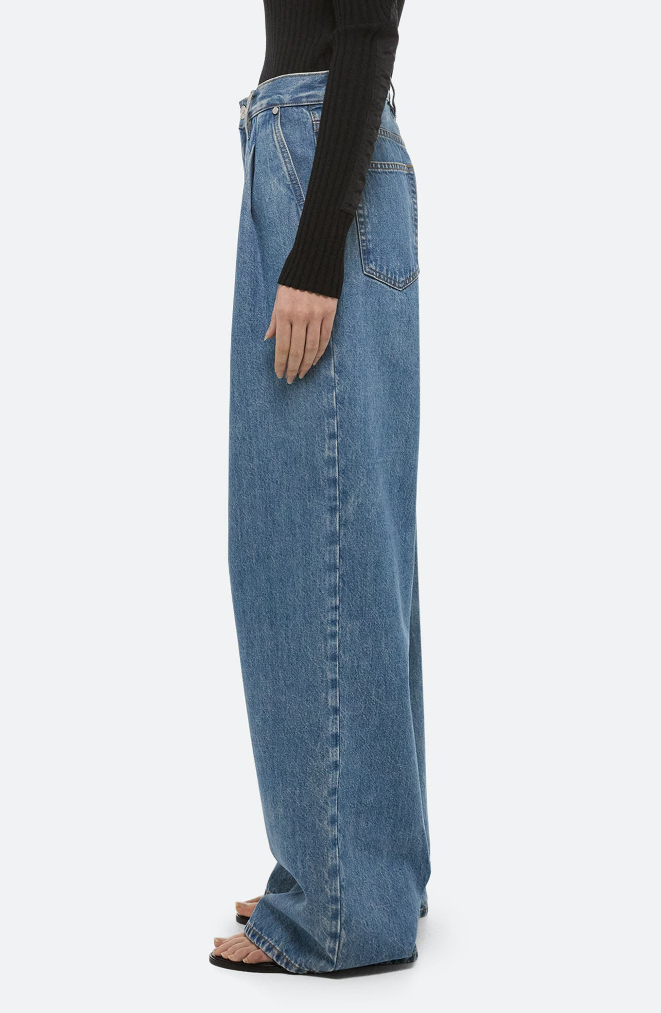 Helmut Lang High Waist Double Pleat Jeans in Archive Blue - 3