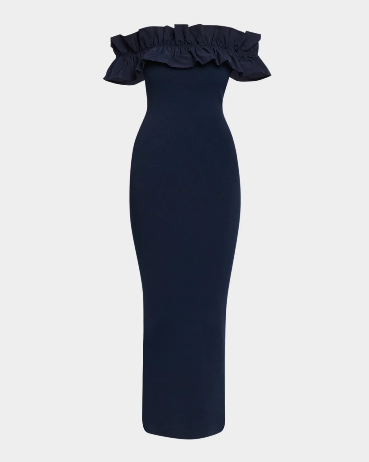 Ruffled Off-The-Shoulder Knit Midi Dress - 1