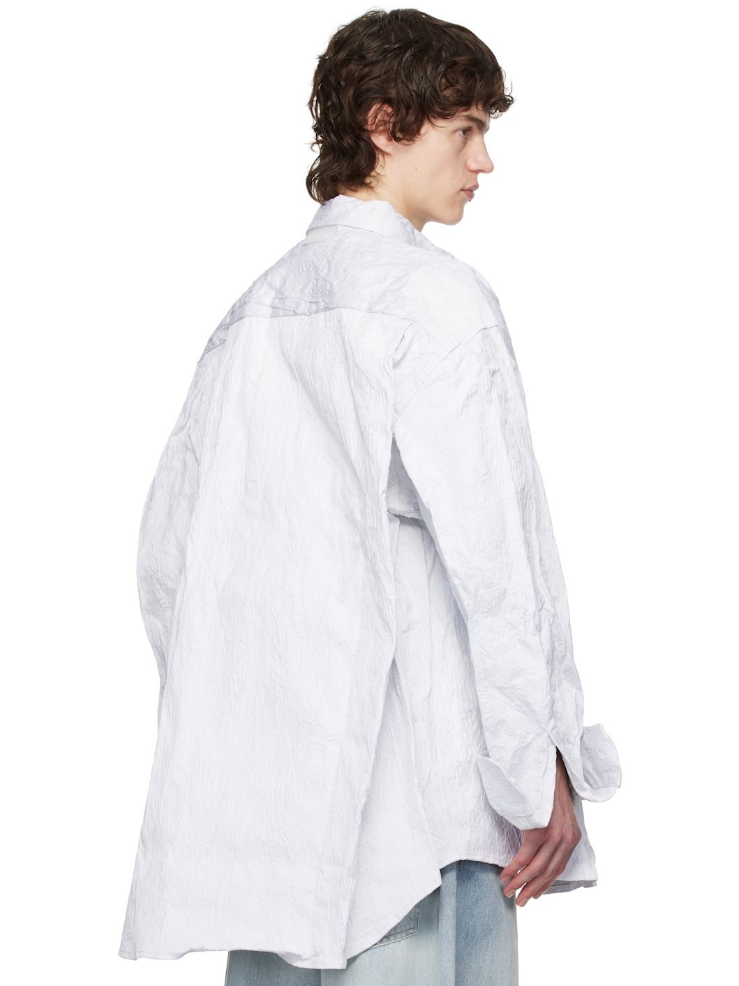Off-White Runway Metalized Wrinkled Allover Shirt - 3