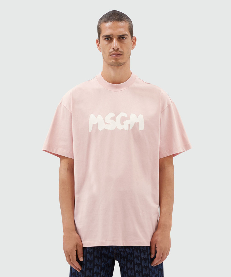 MSGM Jersey T-shirt with brushstroke logo outlook