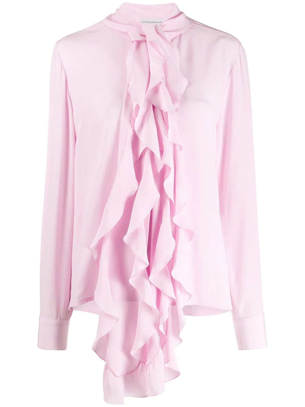 frill scarf silk blouse - 1