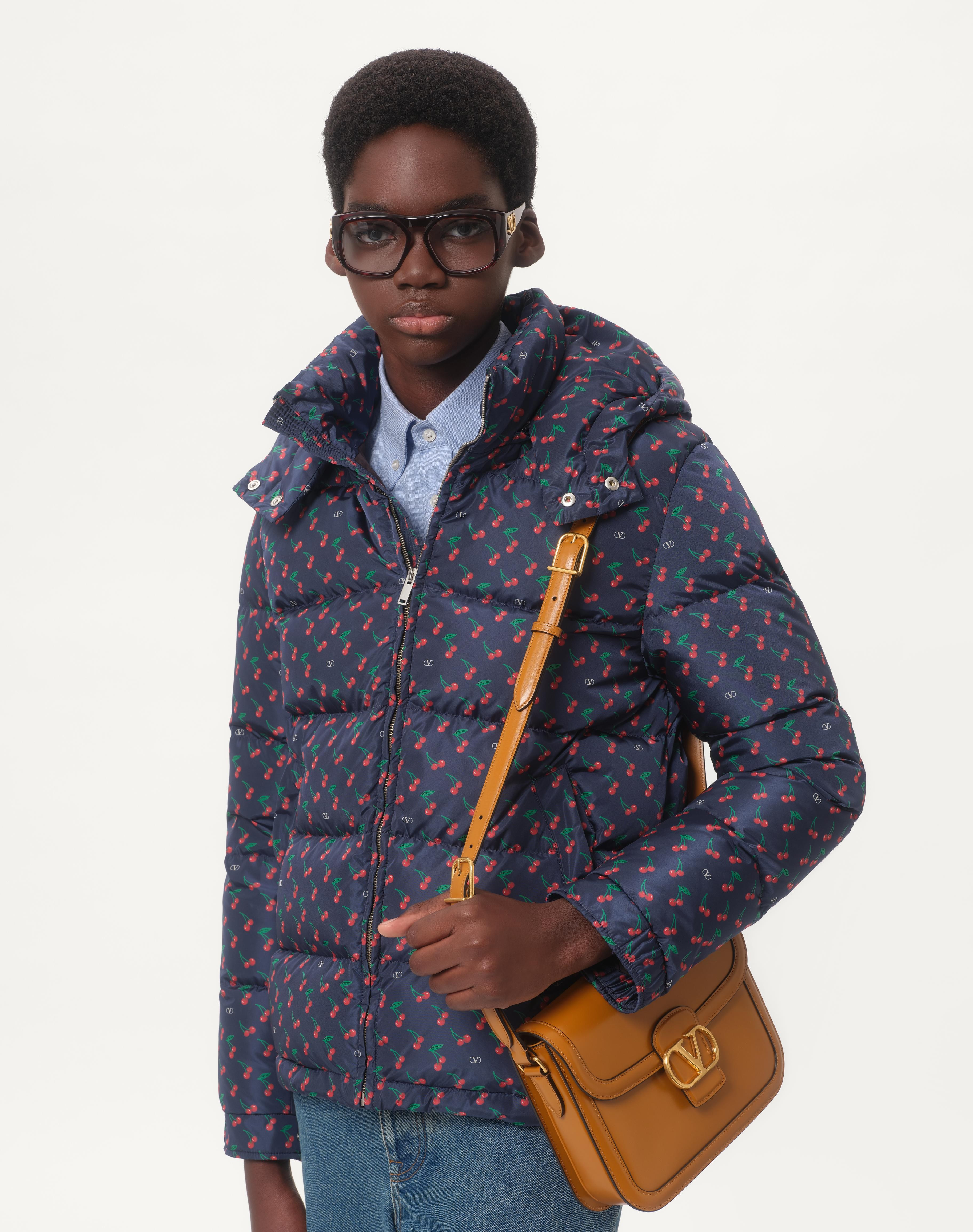 NYLON HOODED DOWN JACKET WITH CHERRYFIC PRINT - 3