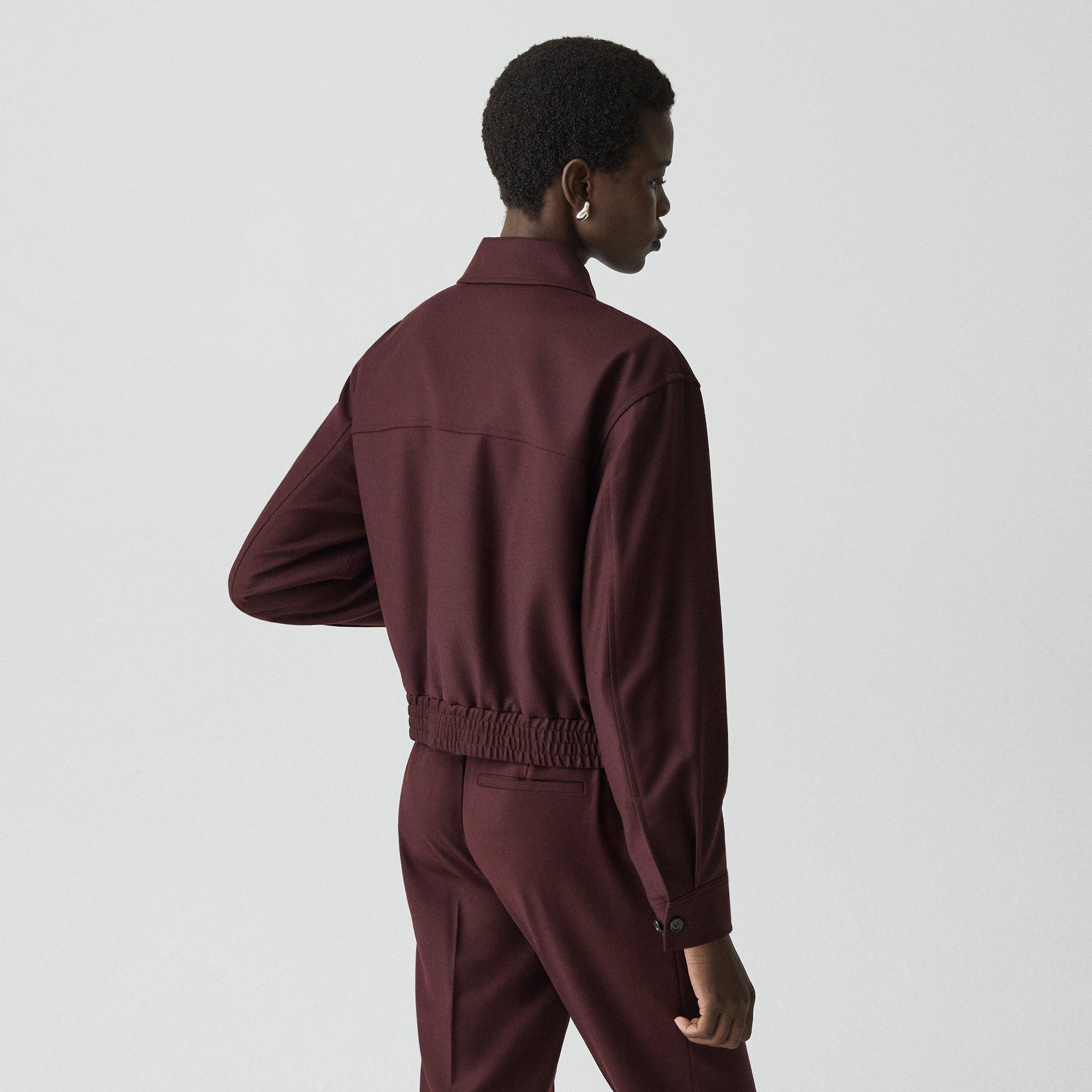 Cropped Track Jacket in Sleek Flannel - 4