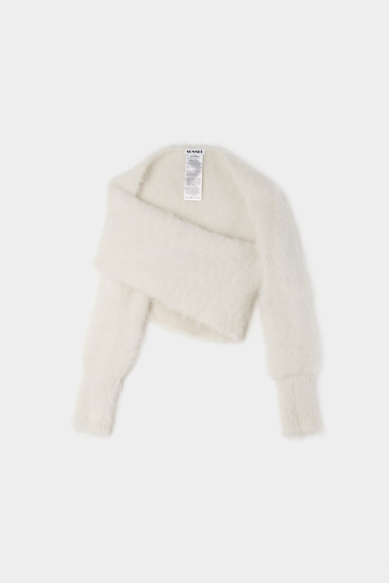 SUNNEI HAIRY KNIT WRAPPED TOP / off white outlook